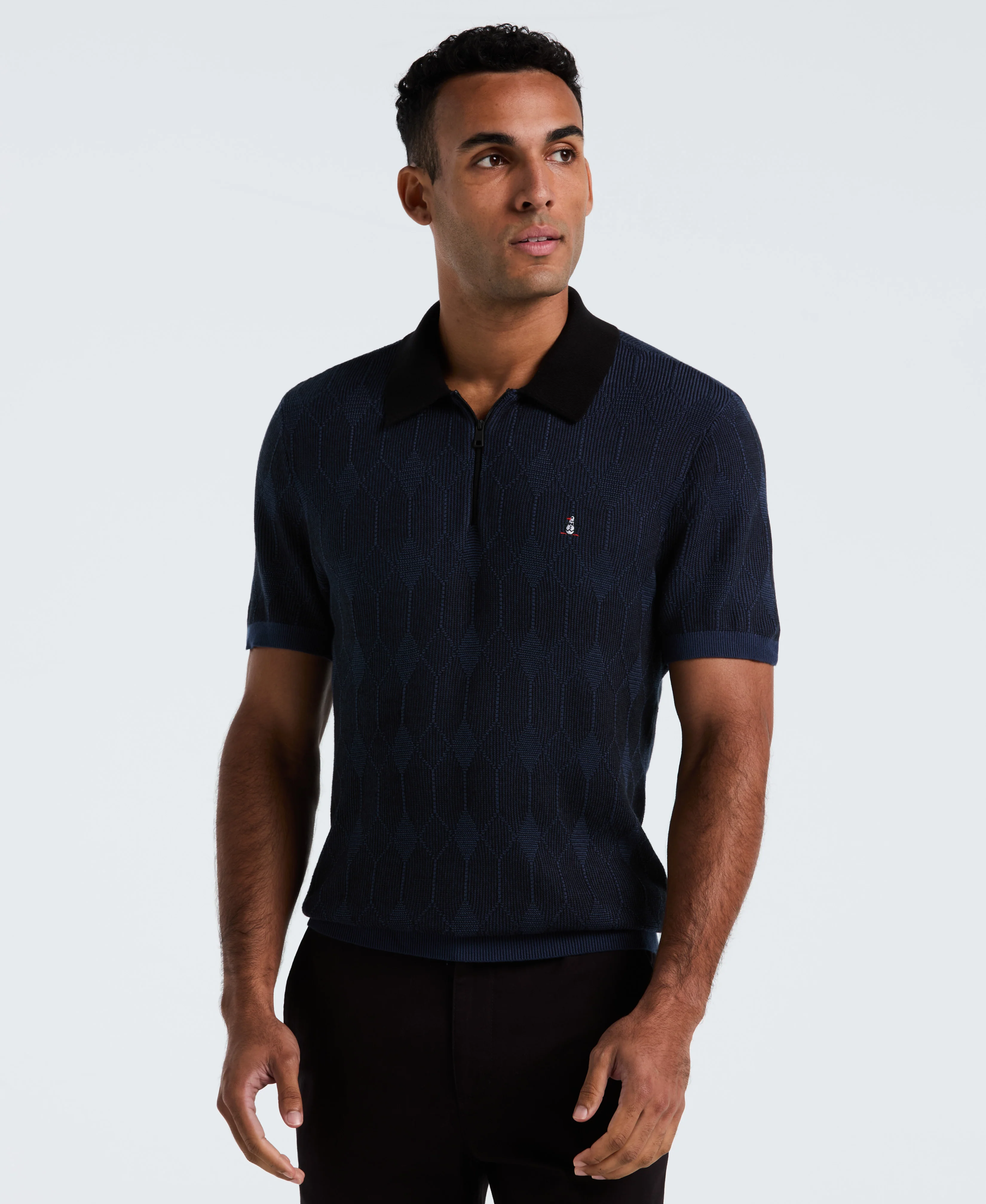 Quarter Zip Jacquard Sweater Polo - Image 5