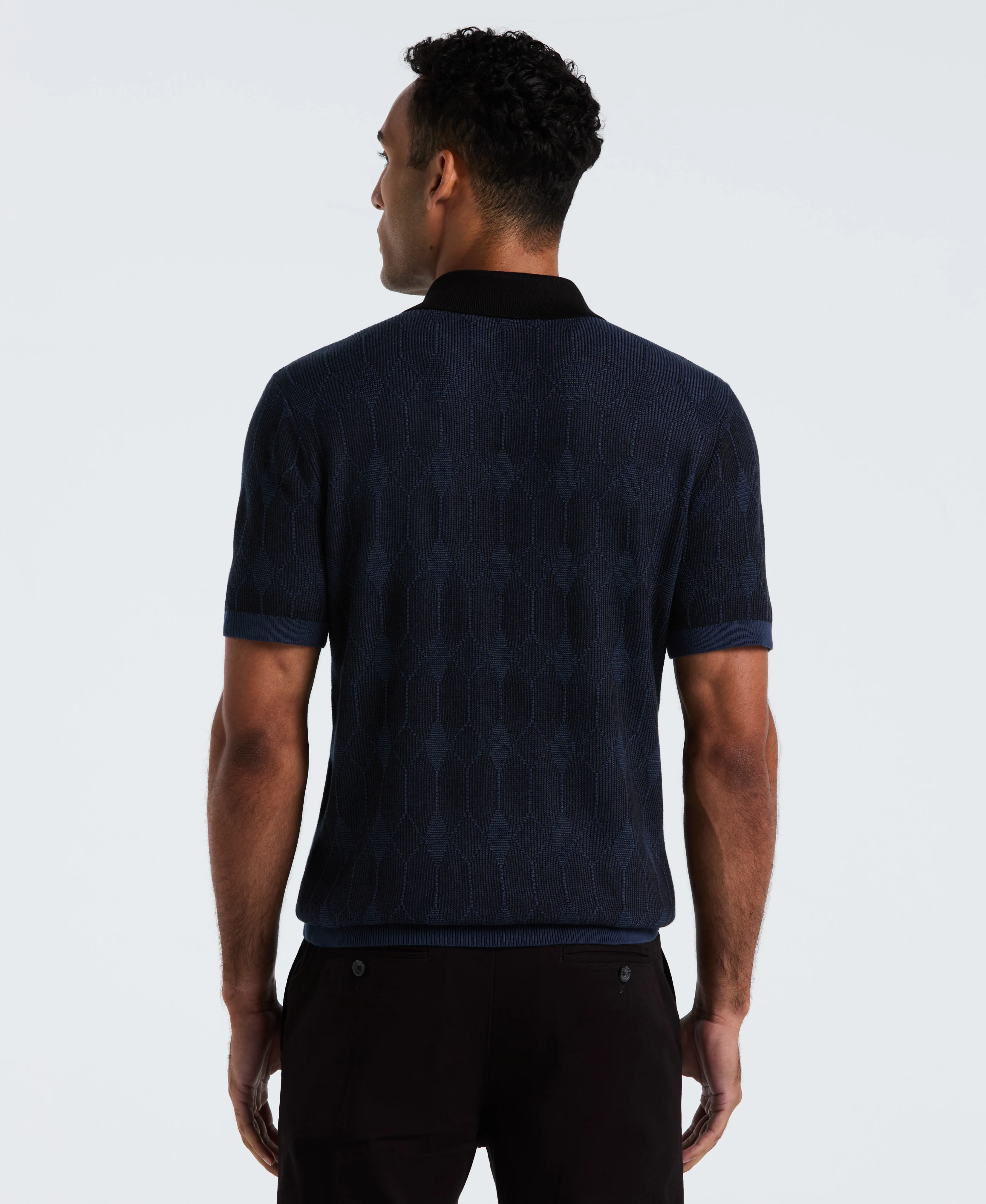 Quarter Zip Jacquard Sweater Polo - Image 6