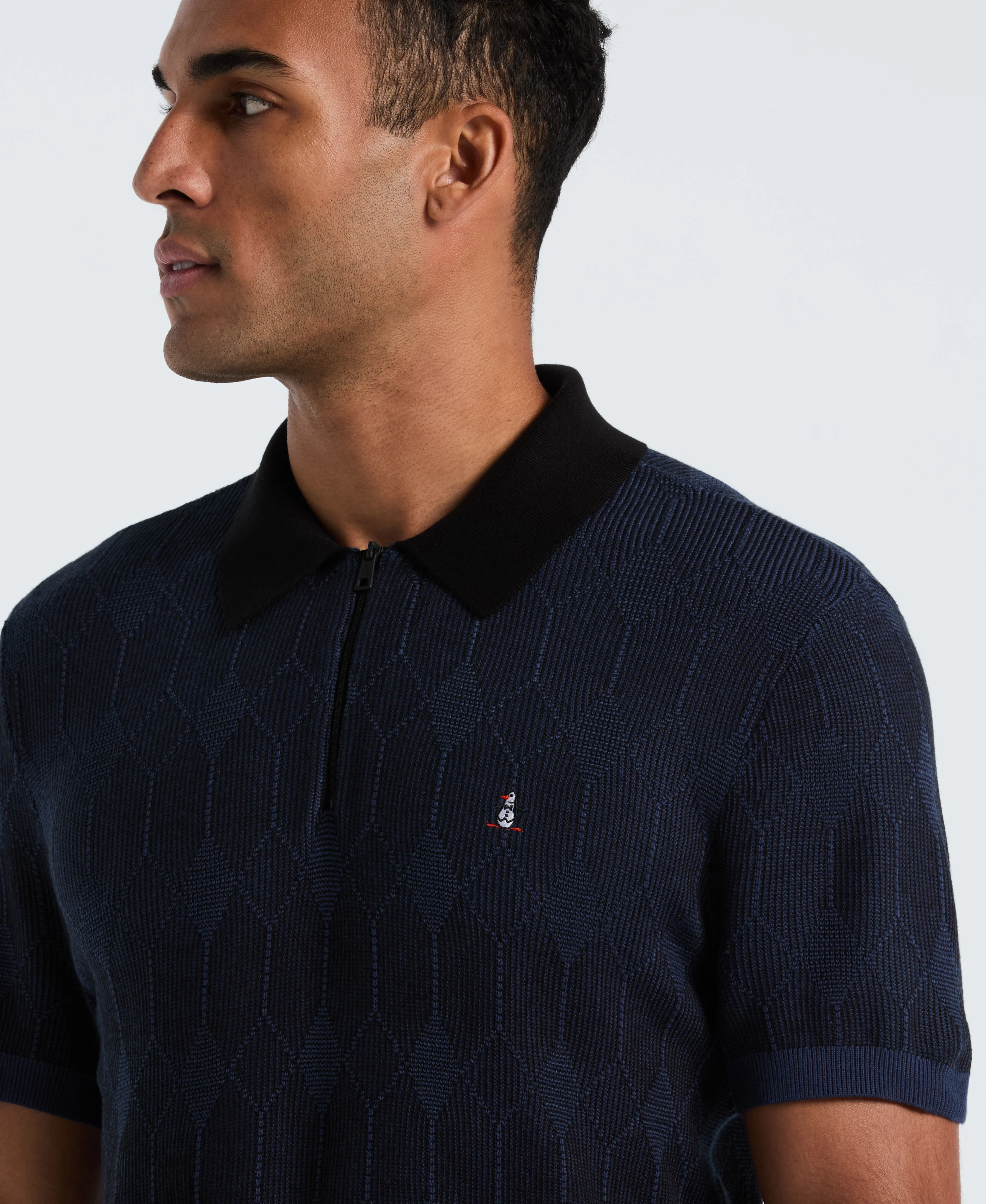 Quarter Zip Jacquard Sweater Polo - Image 7