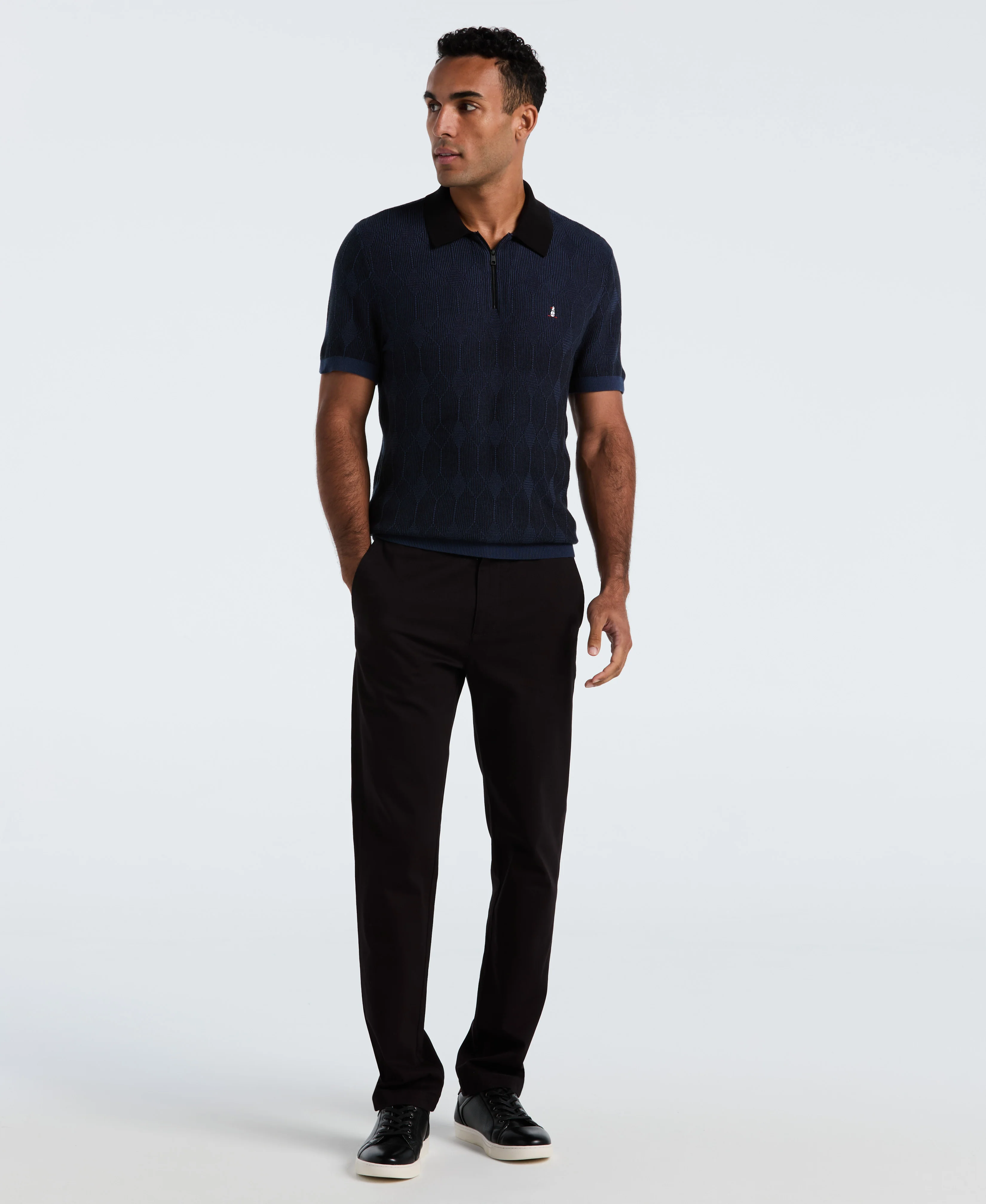 Quarter Zip Jacquard Sweater Polo - Image 8