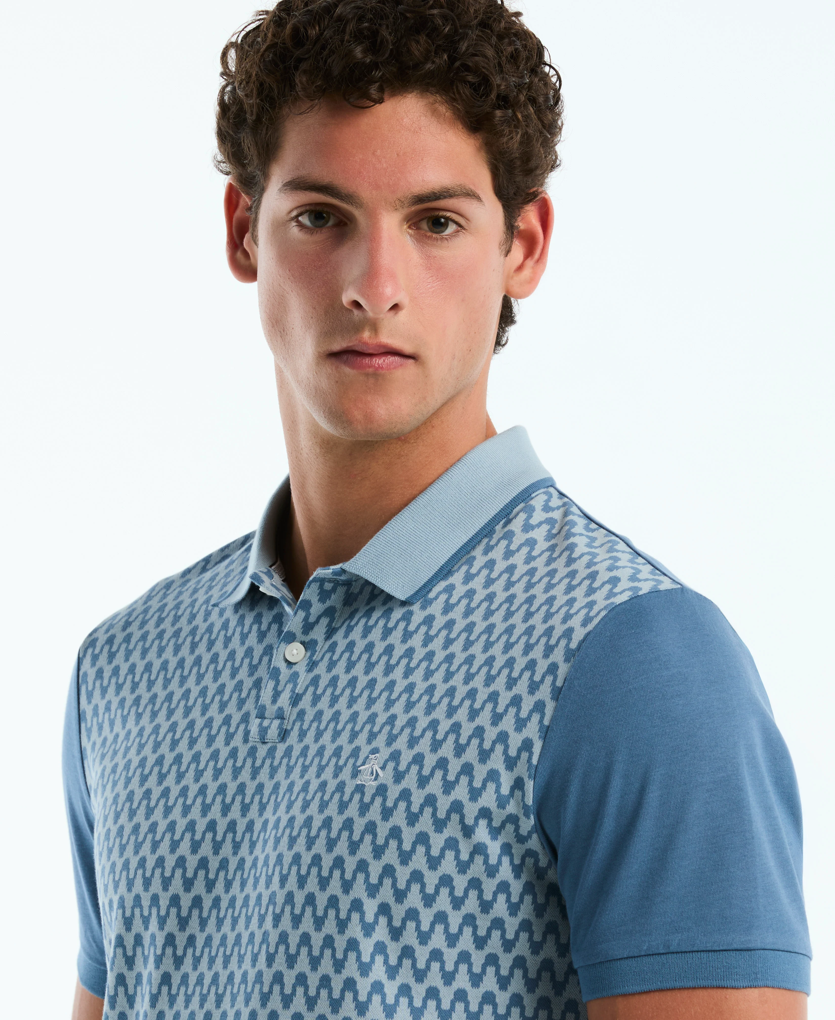 Jacquard Color Block Wavy Polo - Image 3