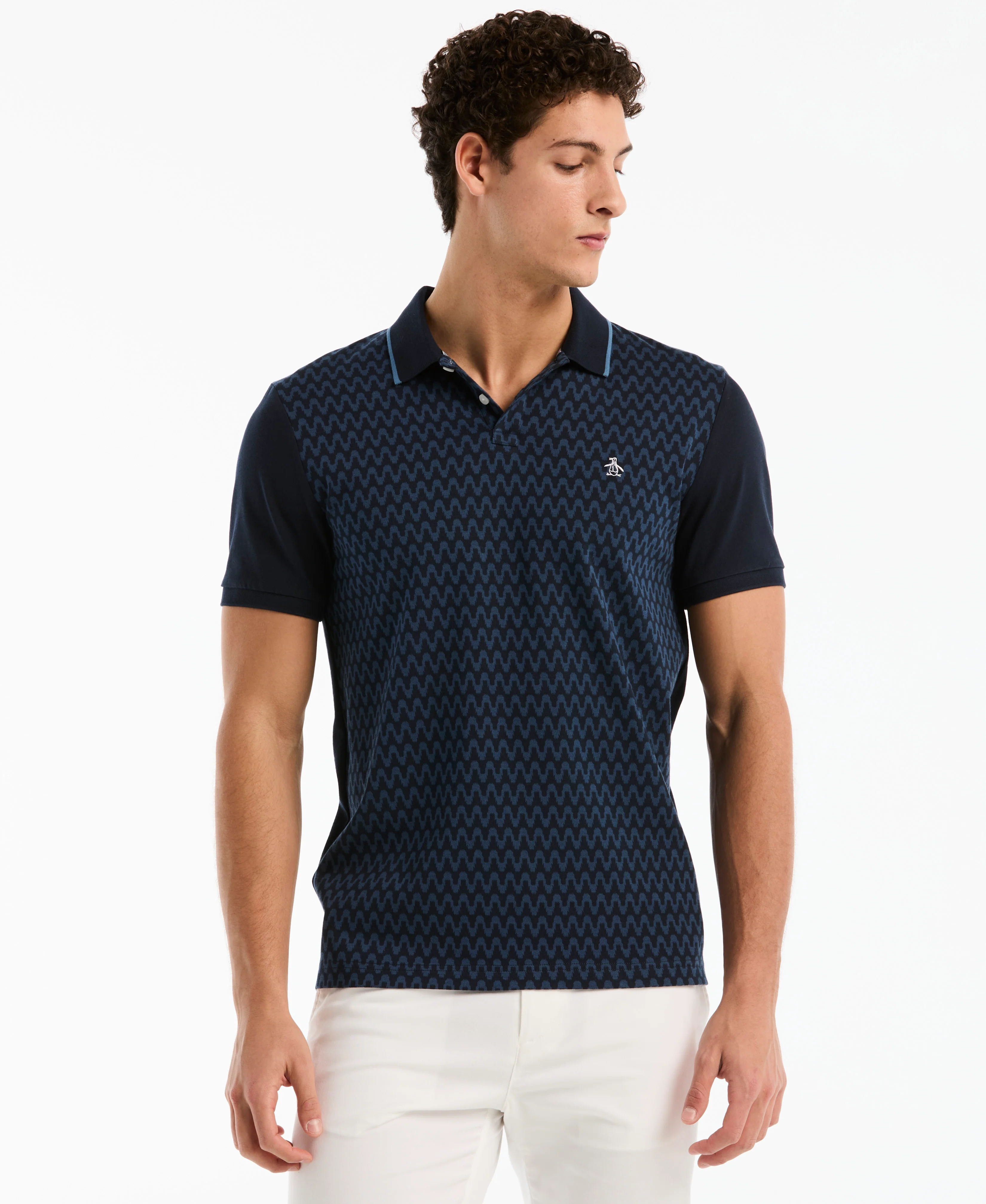 Jacquard Color Block Wavy Polo - Image 5