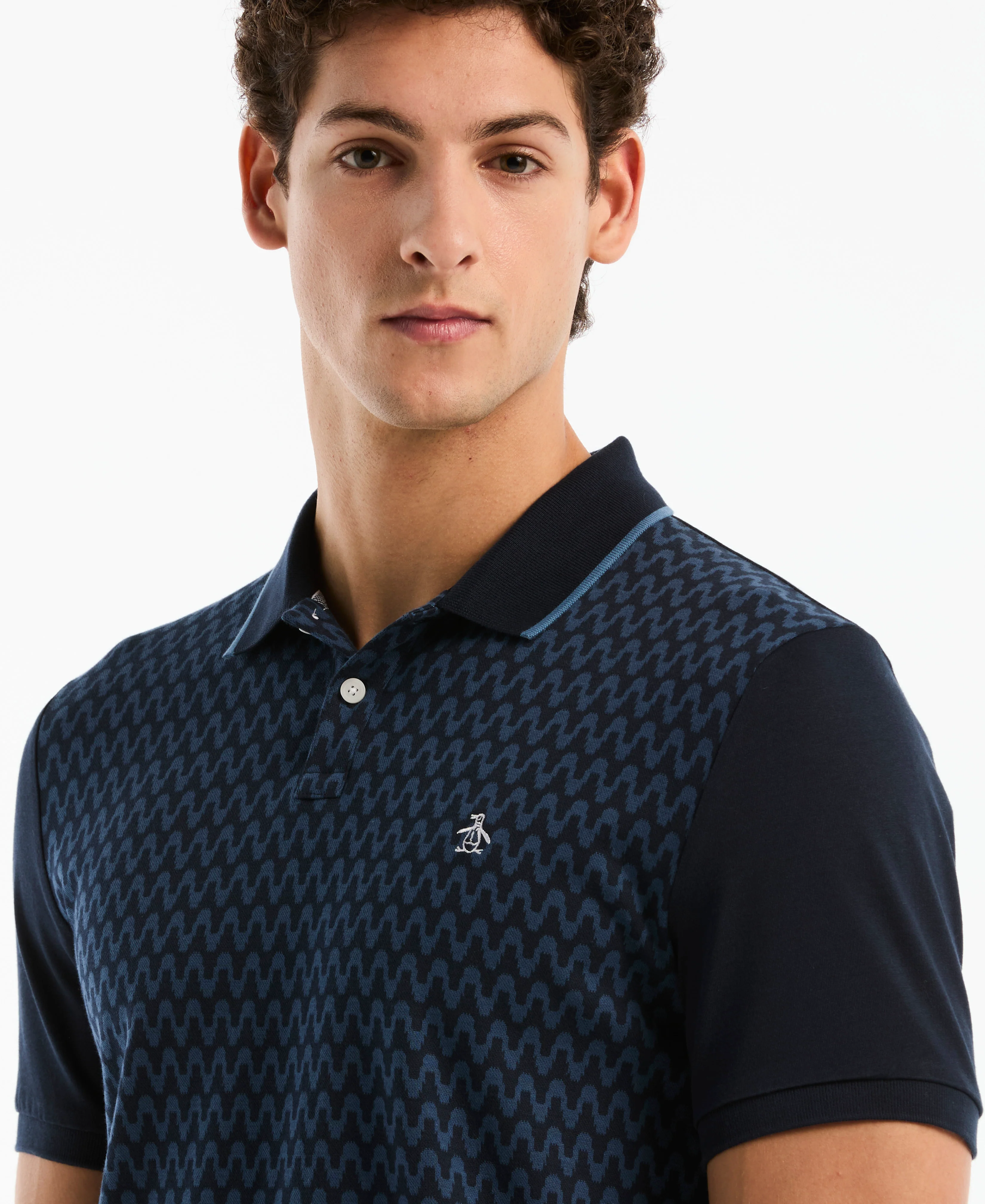 Jacquard Color Block Wavy Polo - Image 7