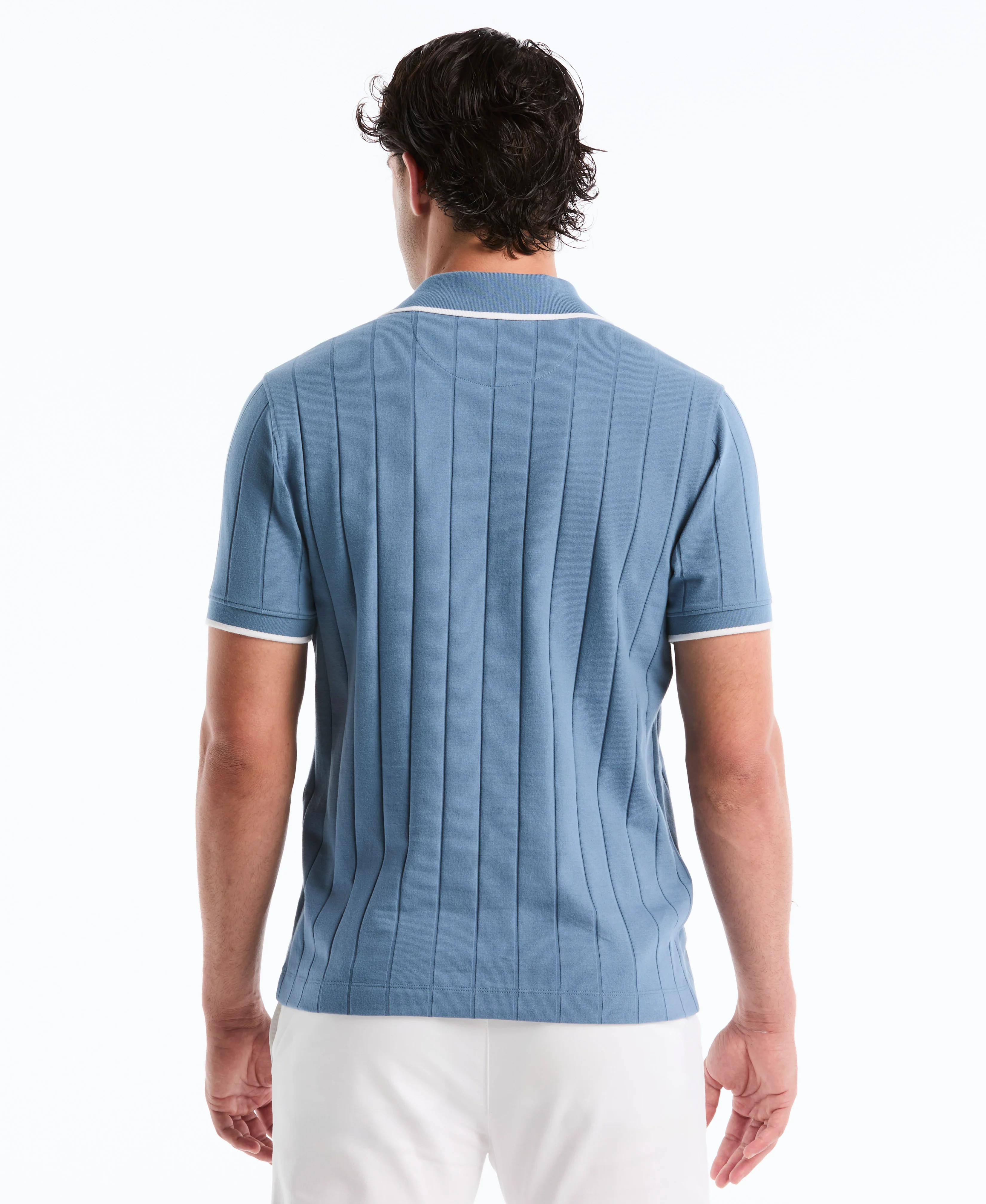 Cotton Rib Open Collar Polo - Image 2