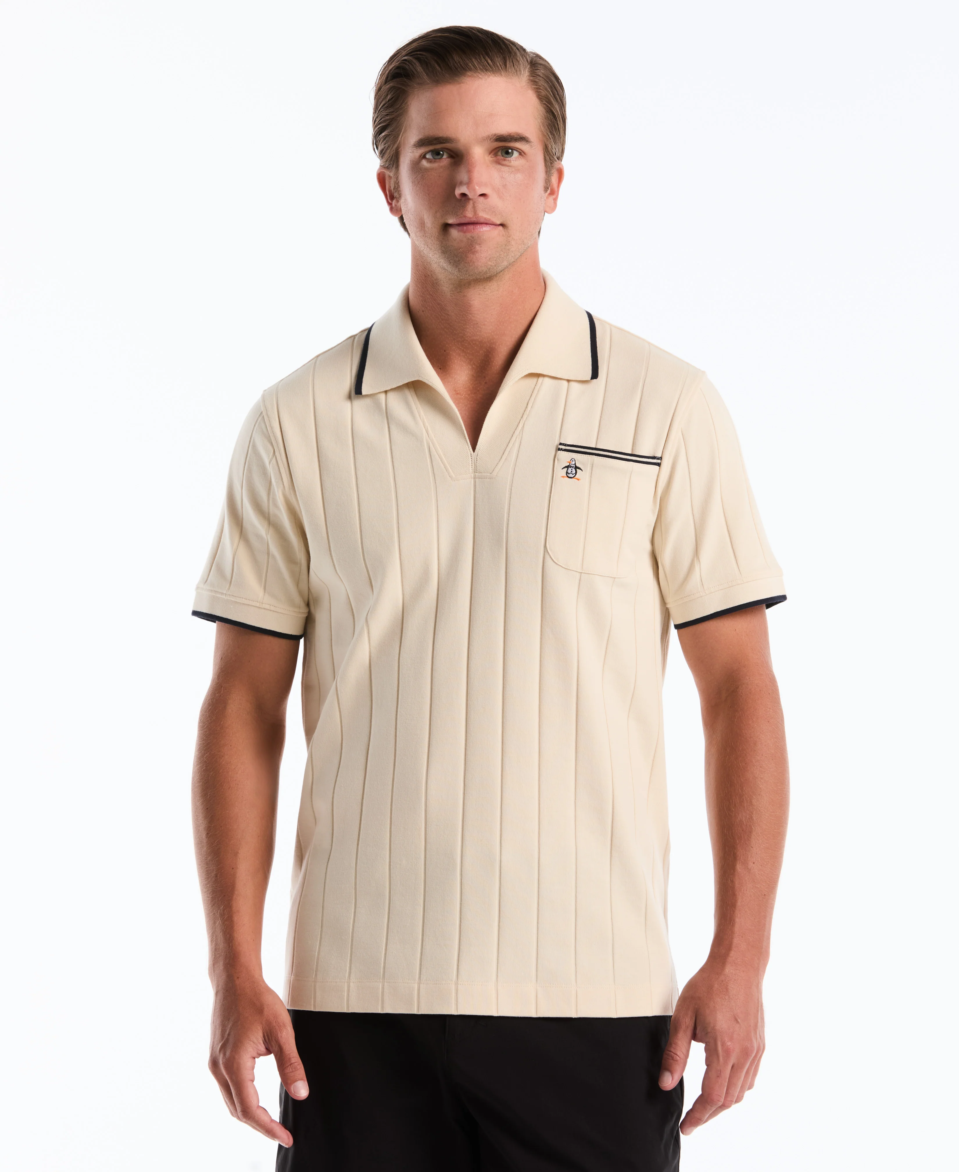 Cotton Rib Open Collar Polo - Image 5