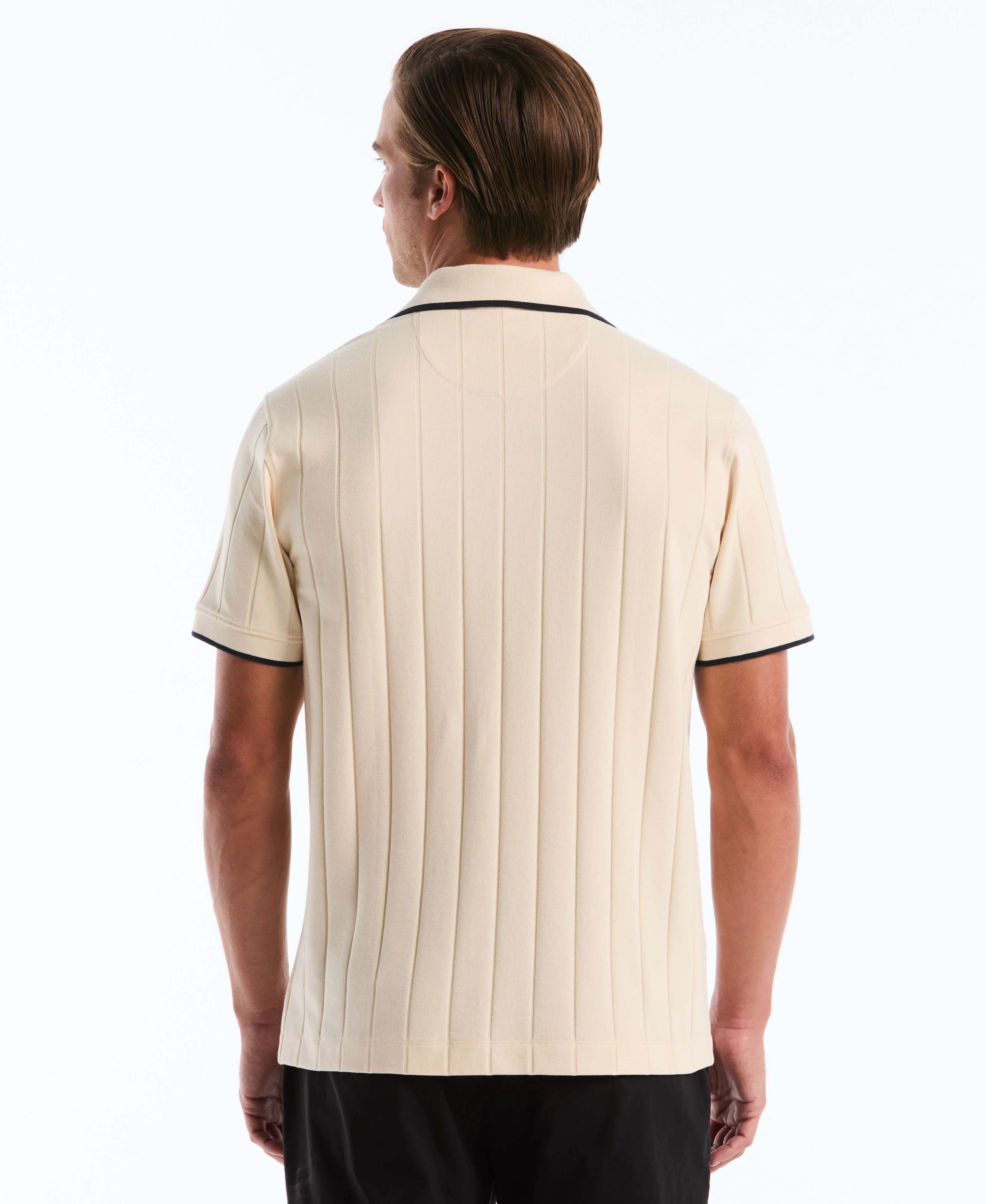 Cotton Rib Open Collar Polo - Image 6
