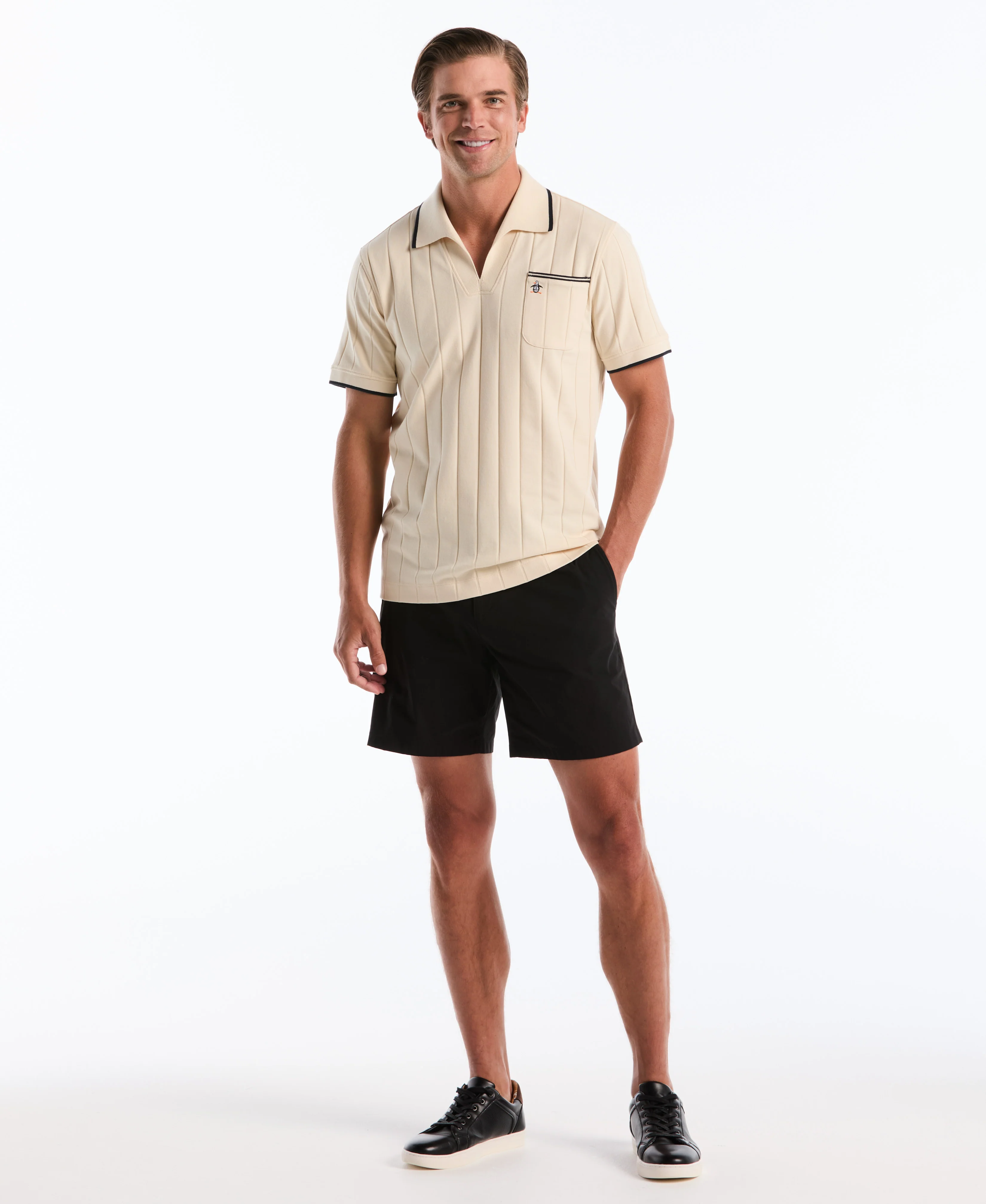Cotton Rib Open Collar Polo - Image 8