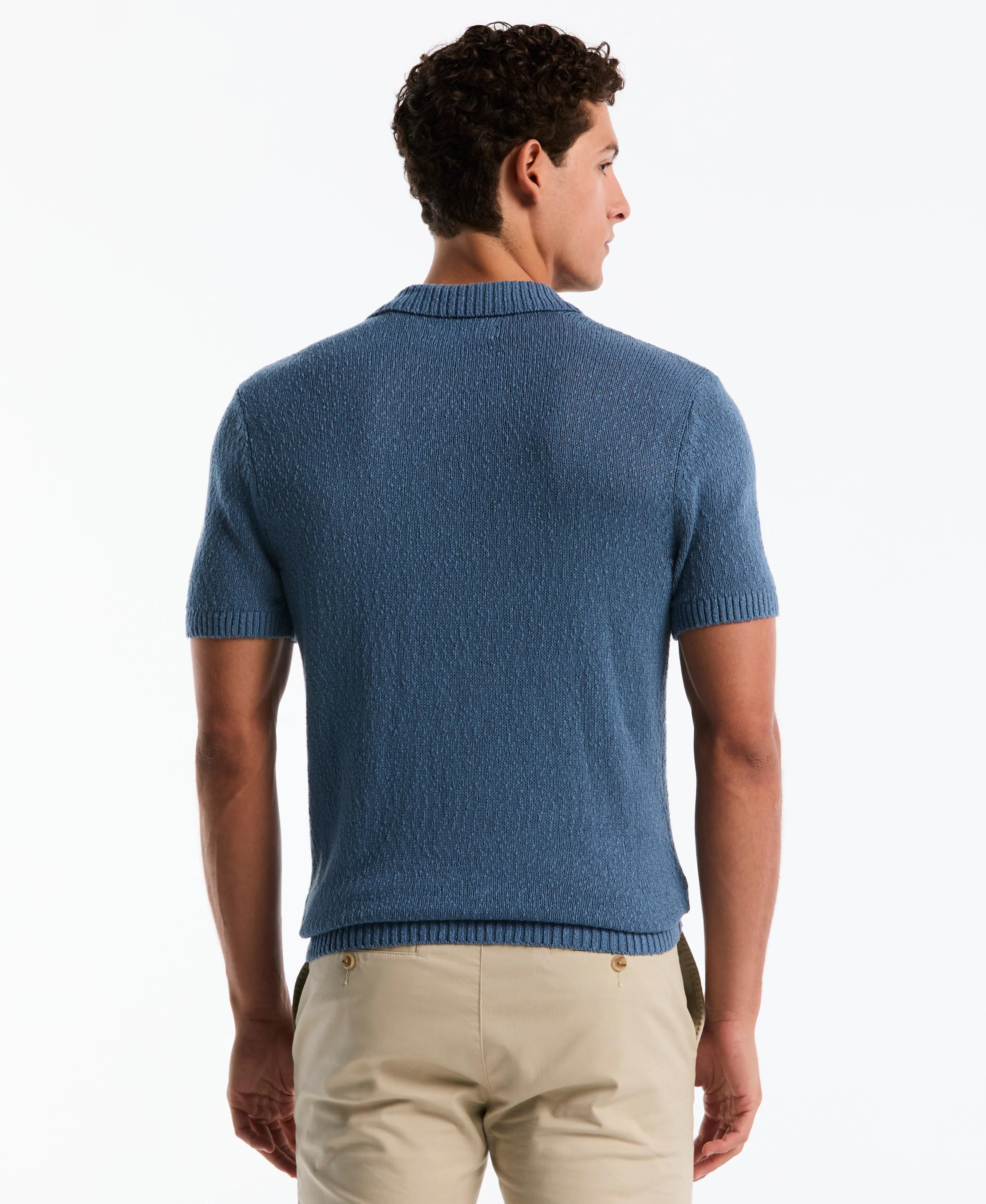 Slub Johnny Collar Sweater Polo - Image 2