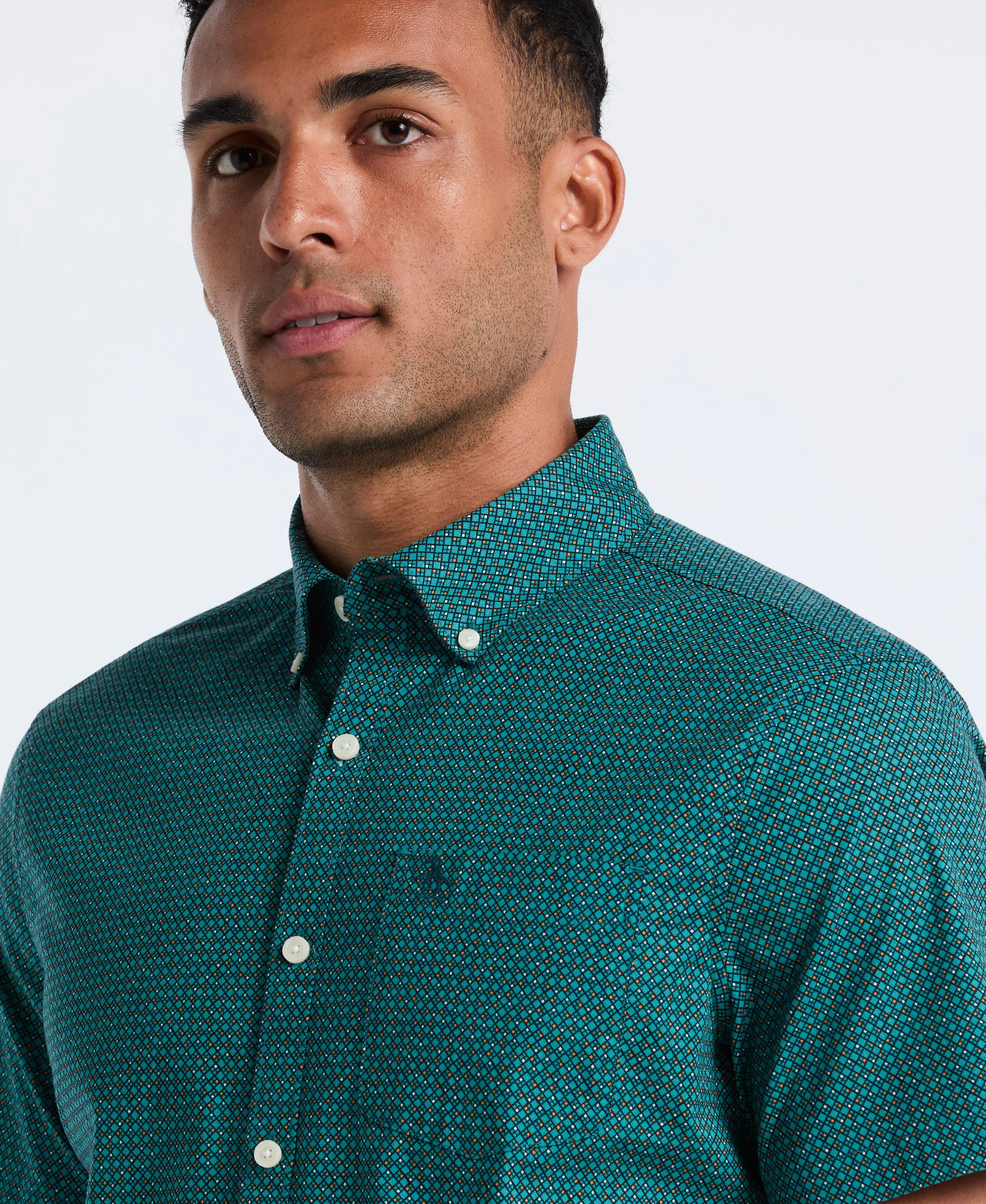 Micro Geo Print Cotton Shirt - Image 7