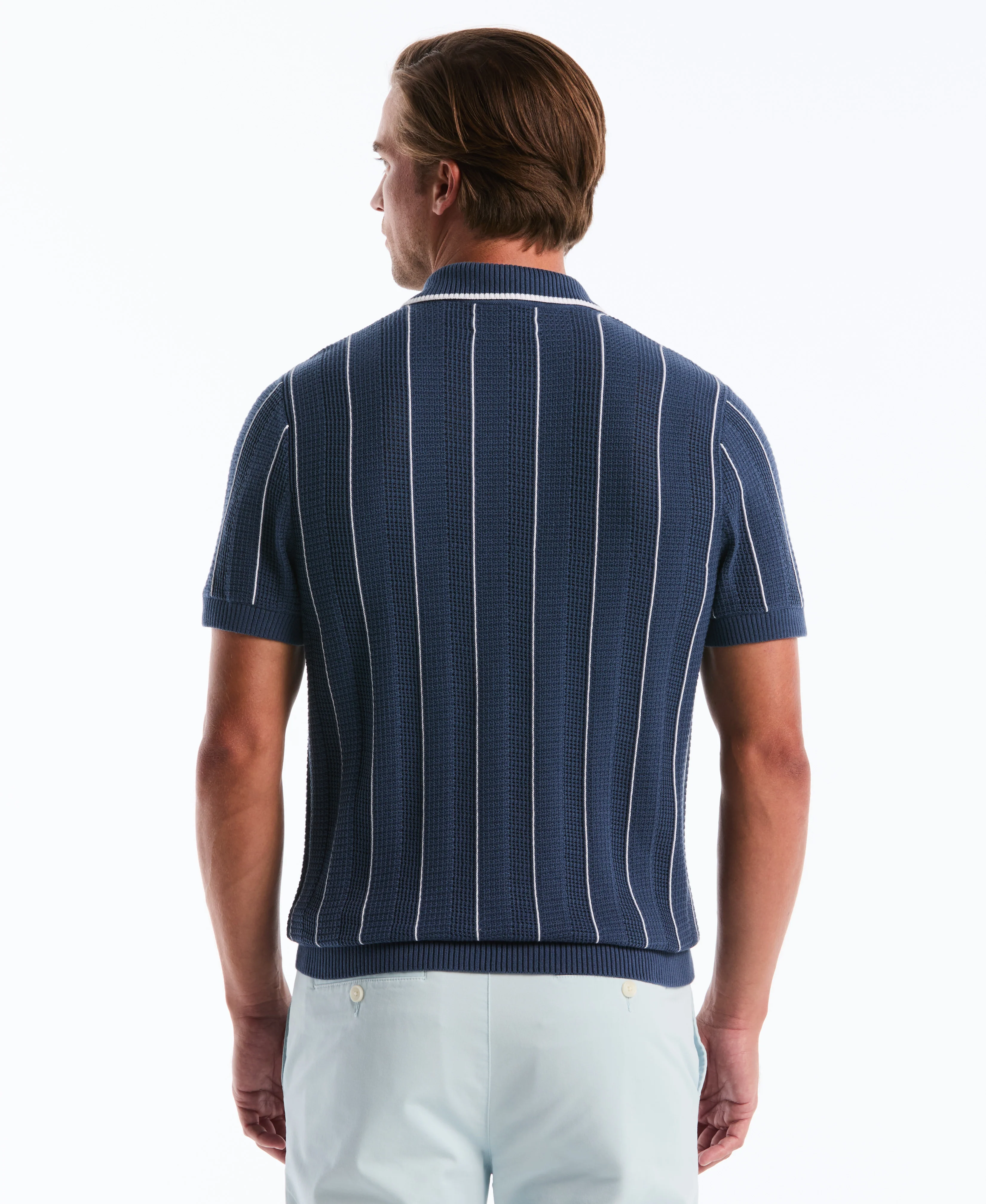 Vertical Mesh Stripe Sweater Polo - Image 6