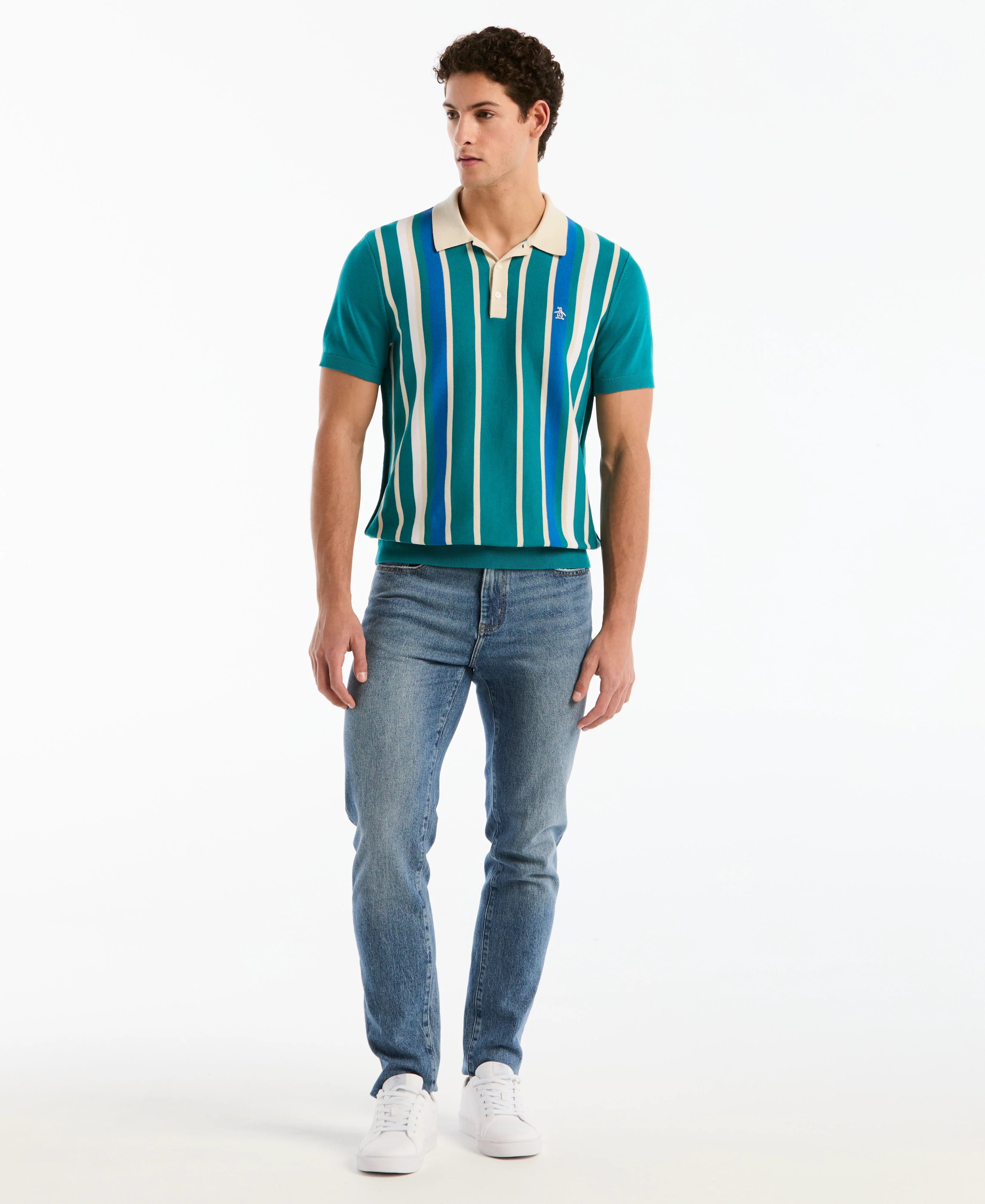 Vertical Color Stripe Sweater Polo - Image 10