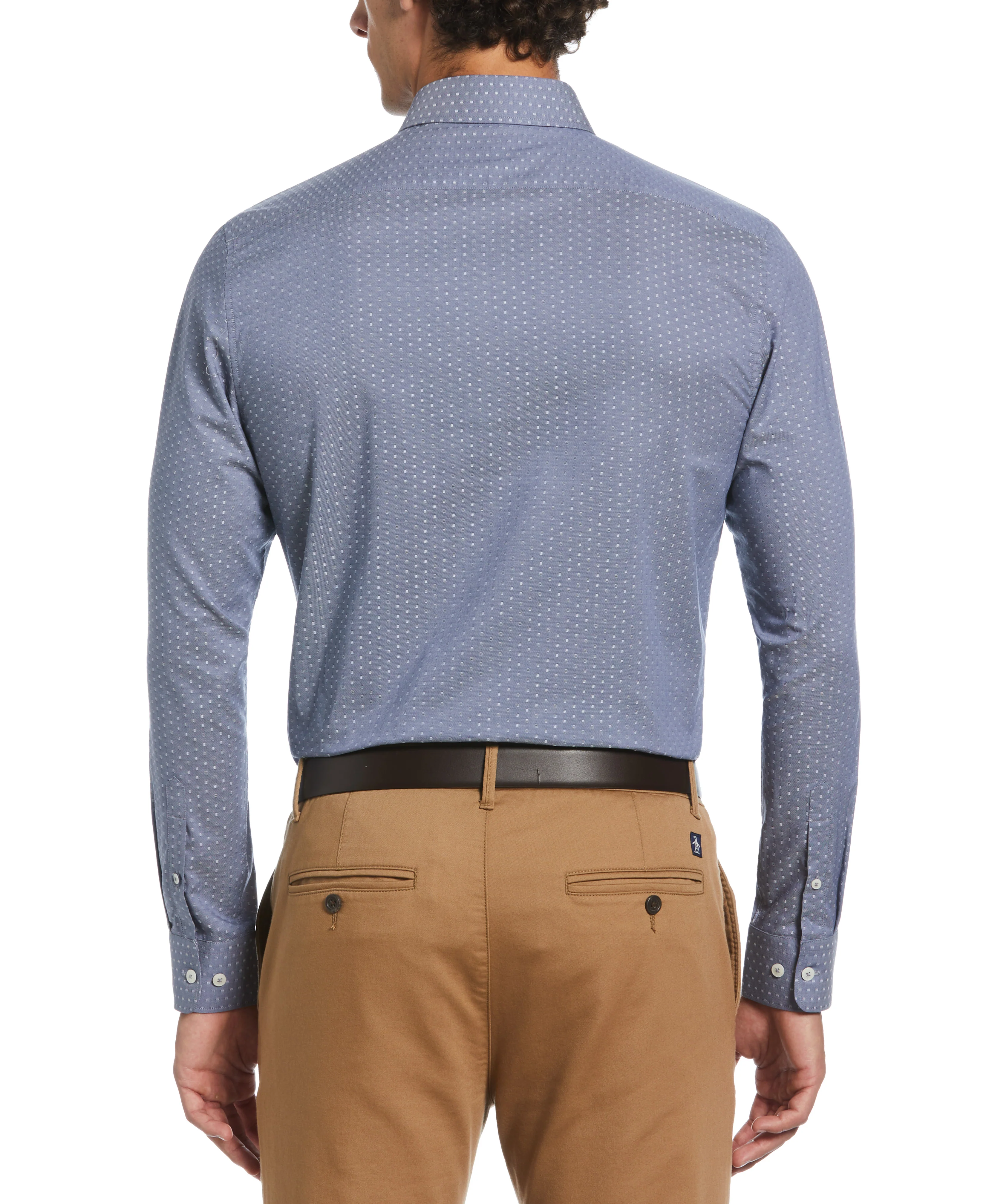 Dobby Chambray Print Dress Shirt - Image 2
