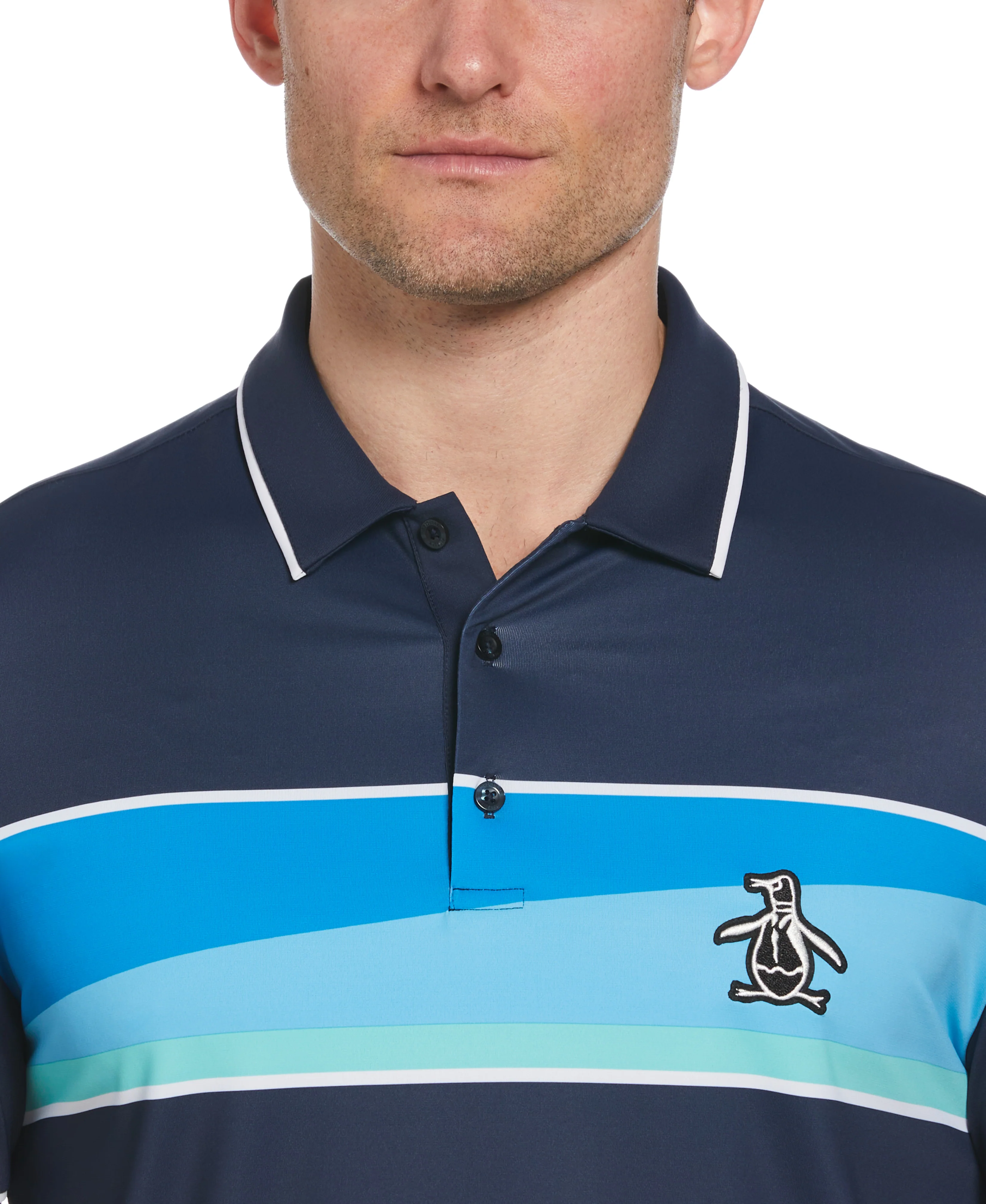 Engineered 80's Color Block Print Golf Polo - Image 3