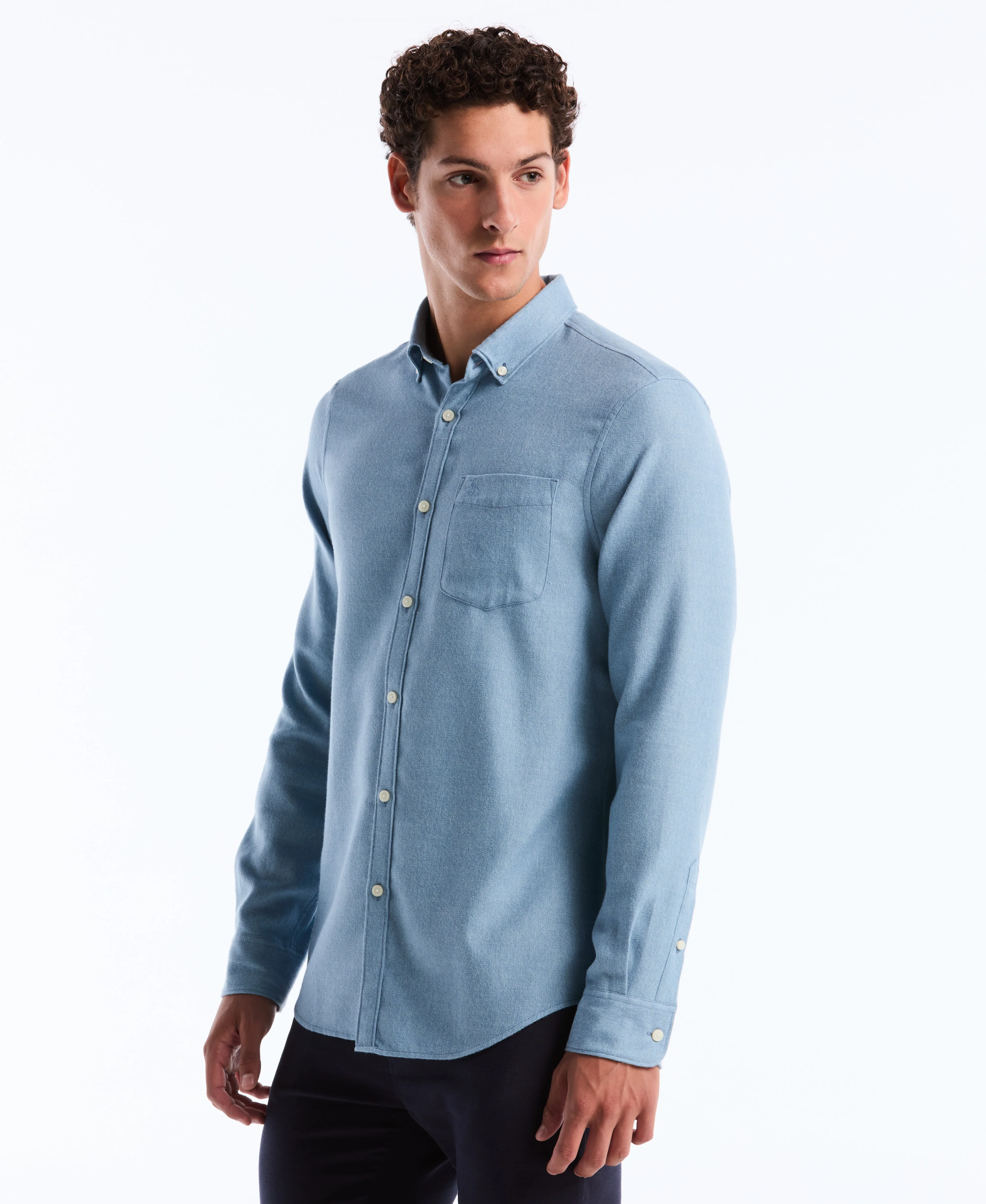 Solid-Colored Flannel Shirt