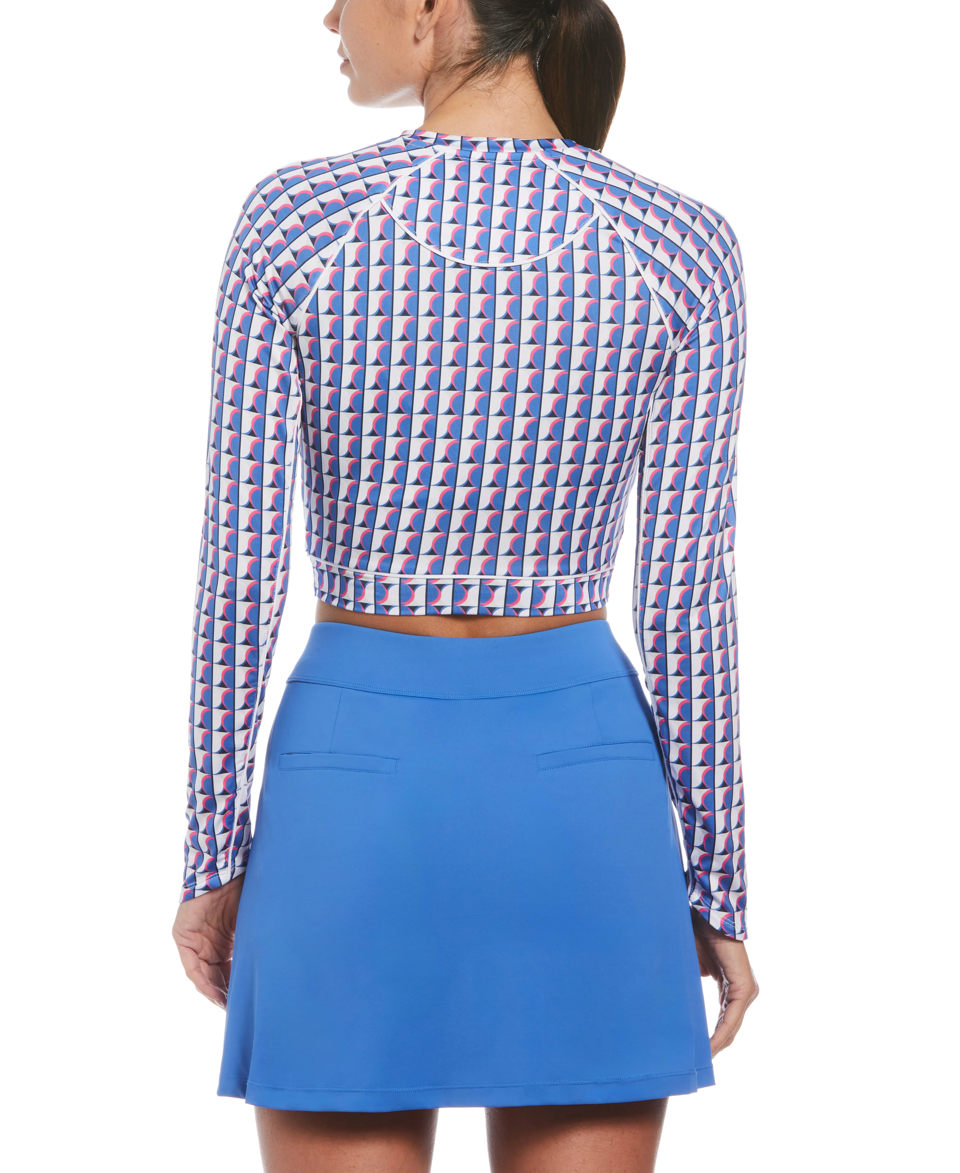 Women's Geometric Print Cropped Tennis Shirt - Image 2