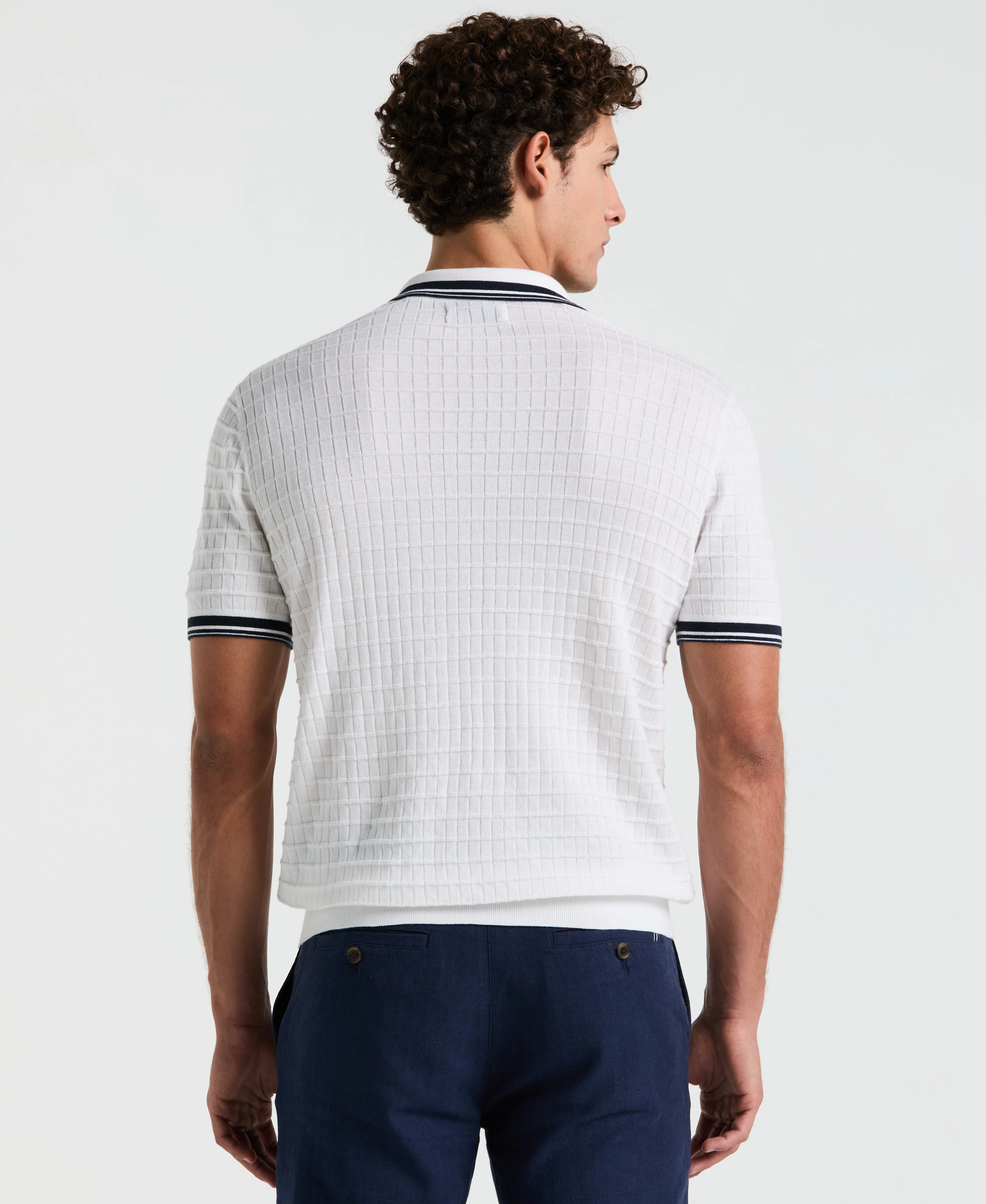 Grid Knit Johnny Collar Sweater Polo - Image 18