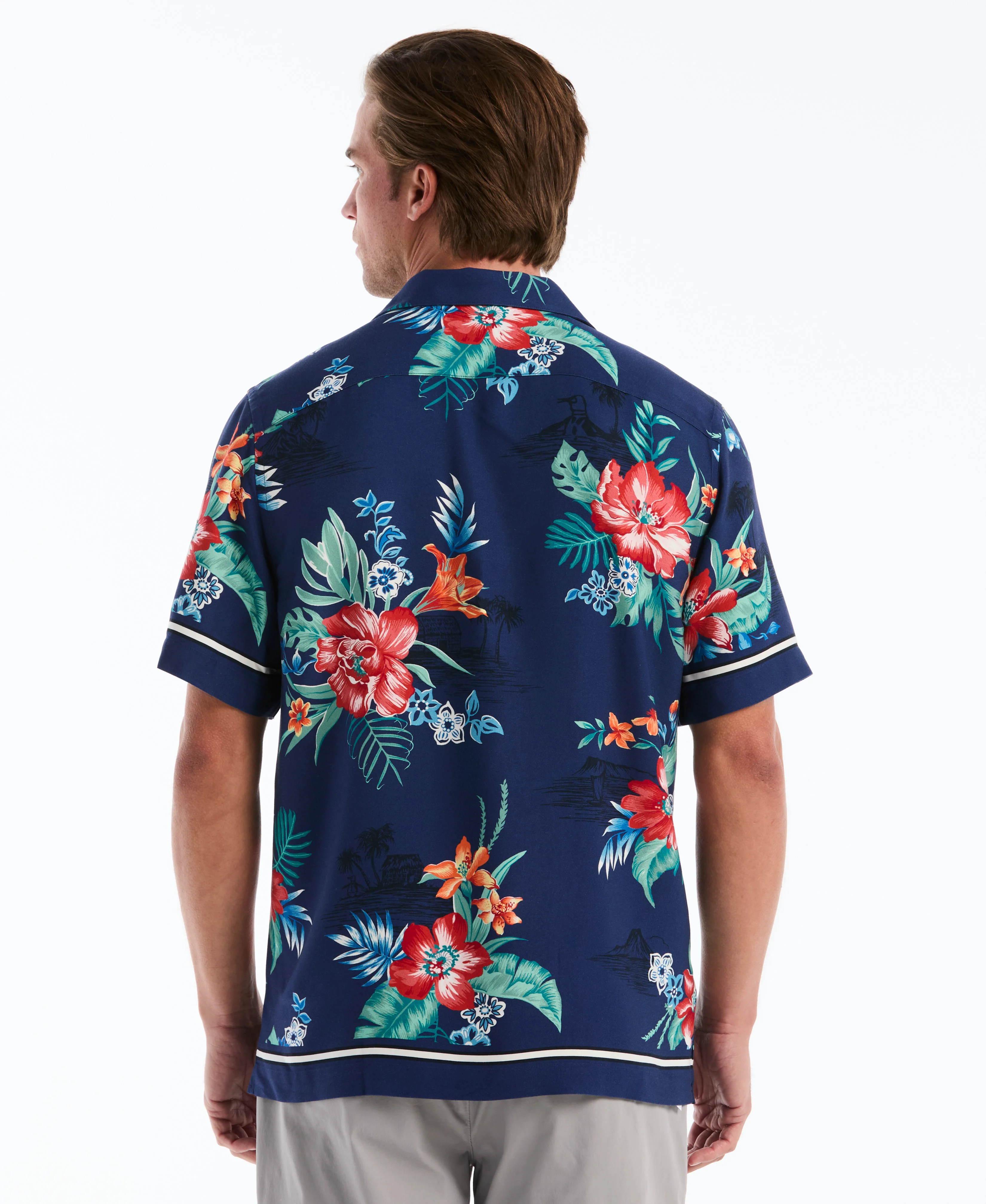 Hawaiian Print Button-Up Camp Shirt - Image 2