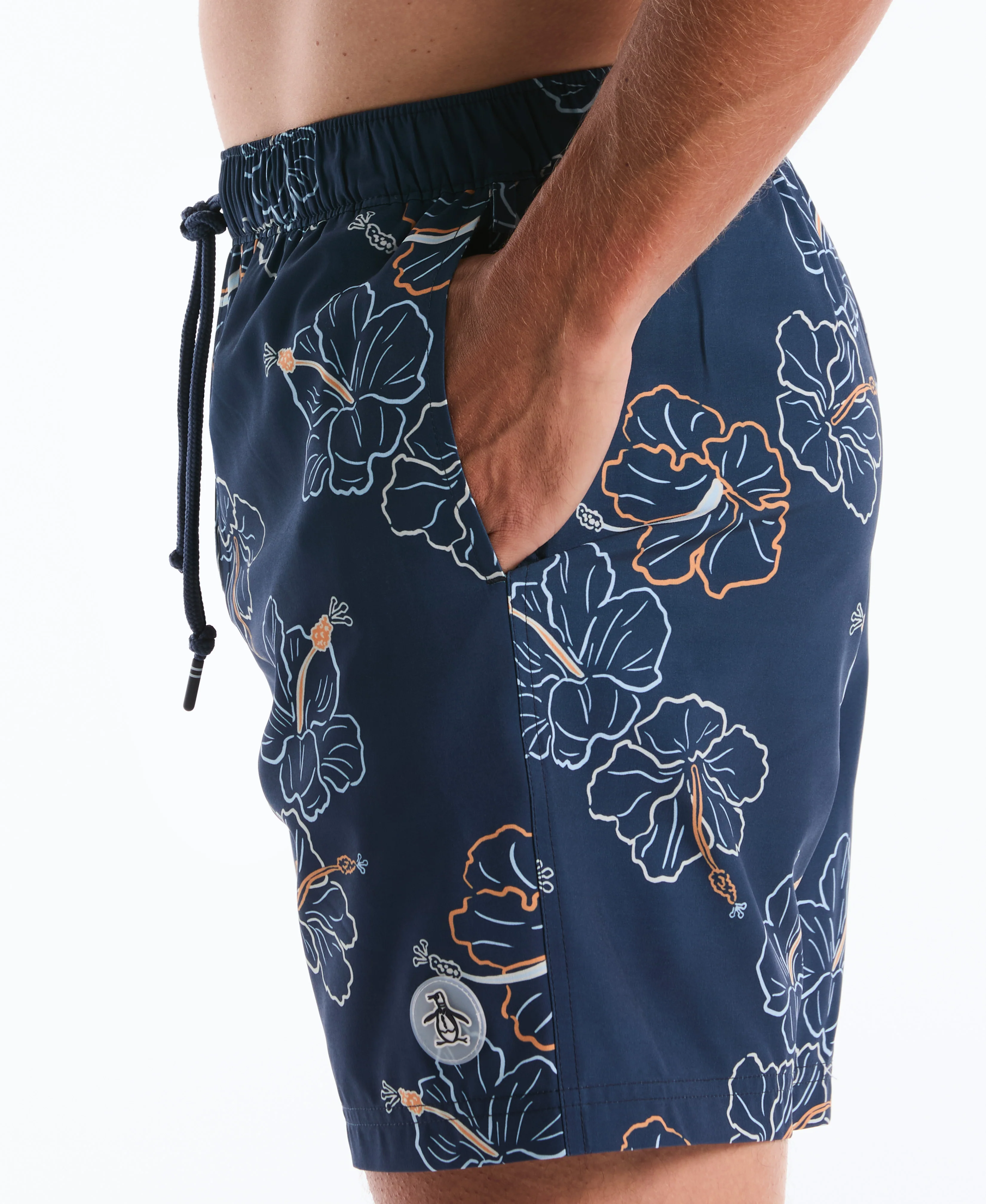 7" Hibiscus Flower Print Swim Short - Image 4