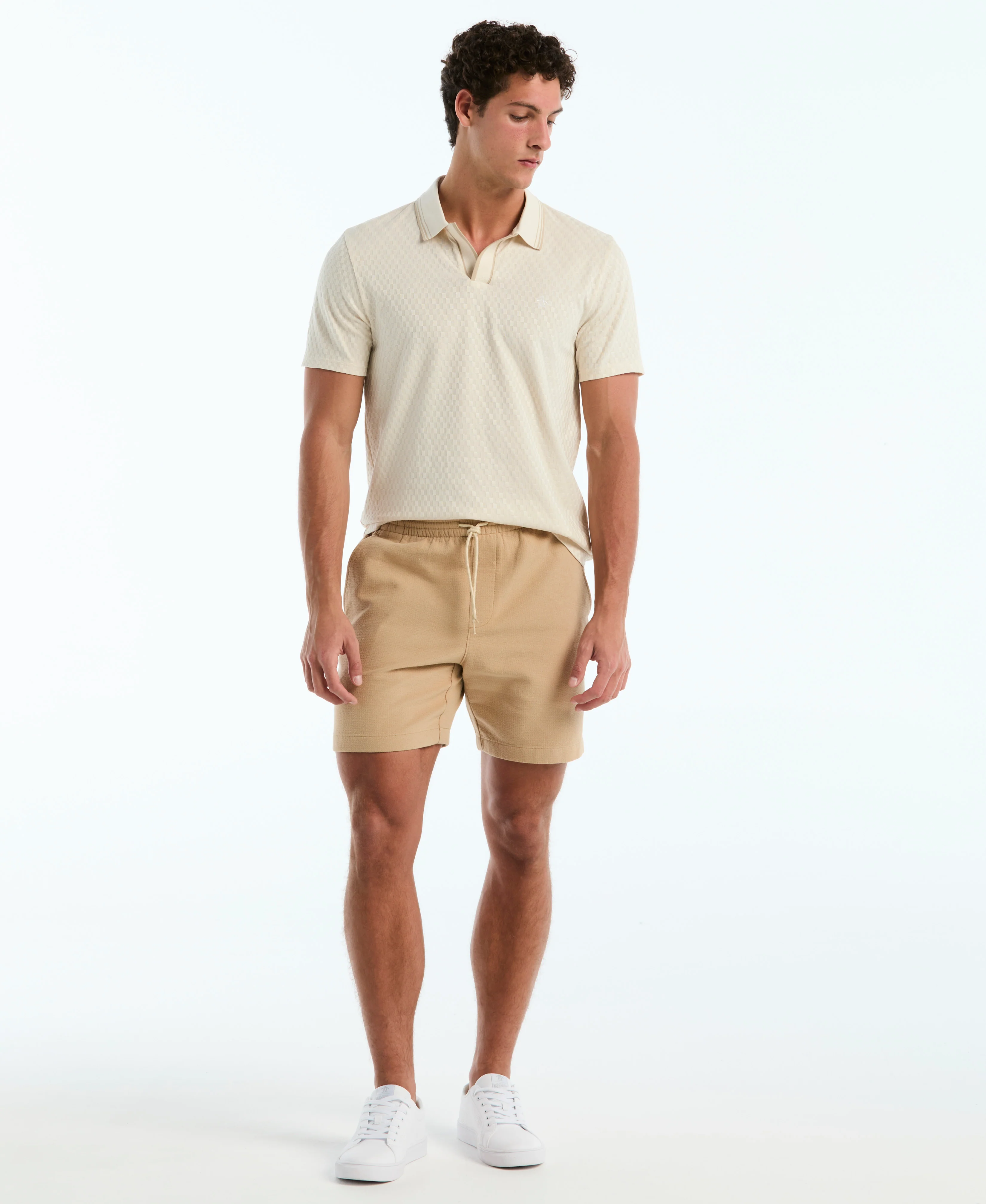 Jacquard Check Johnny Collar Polo - Image 8