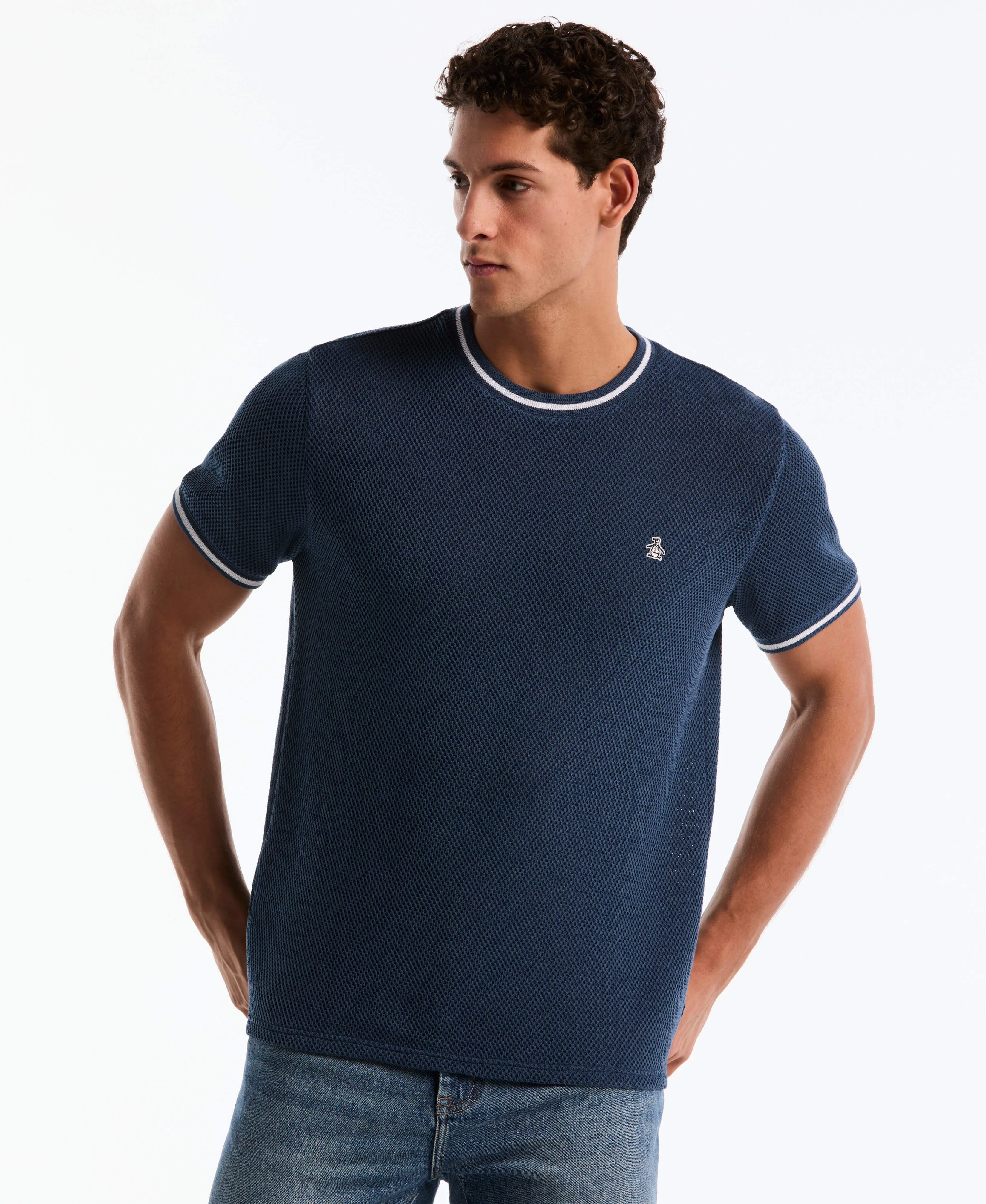 Jacquard Honeycomb Texture Tee - Image 11