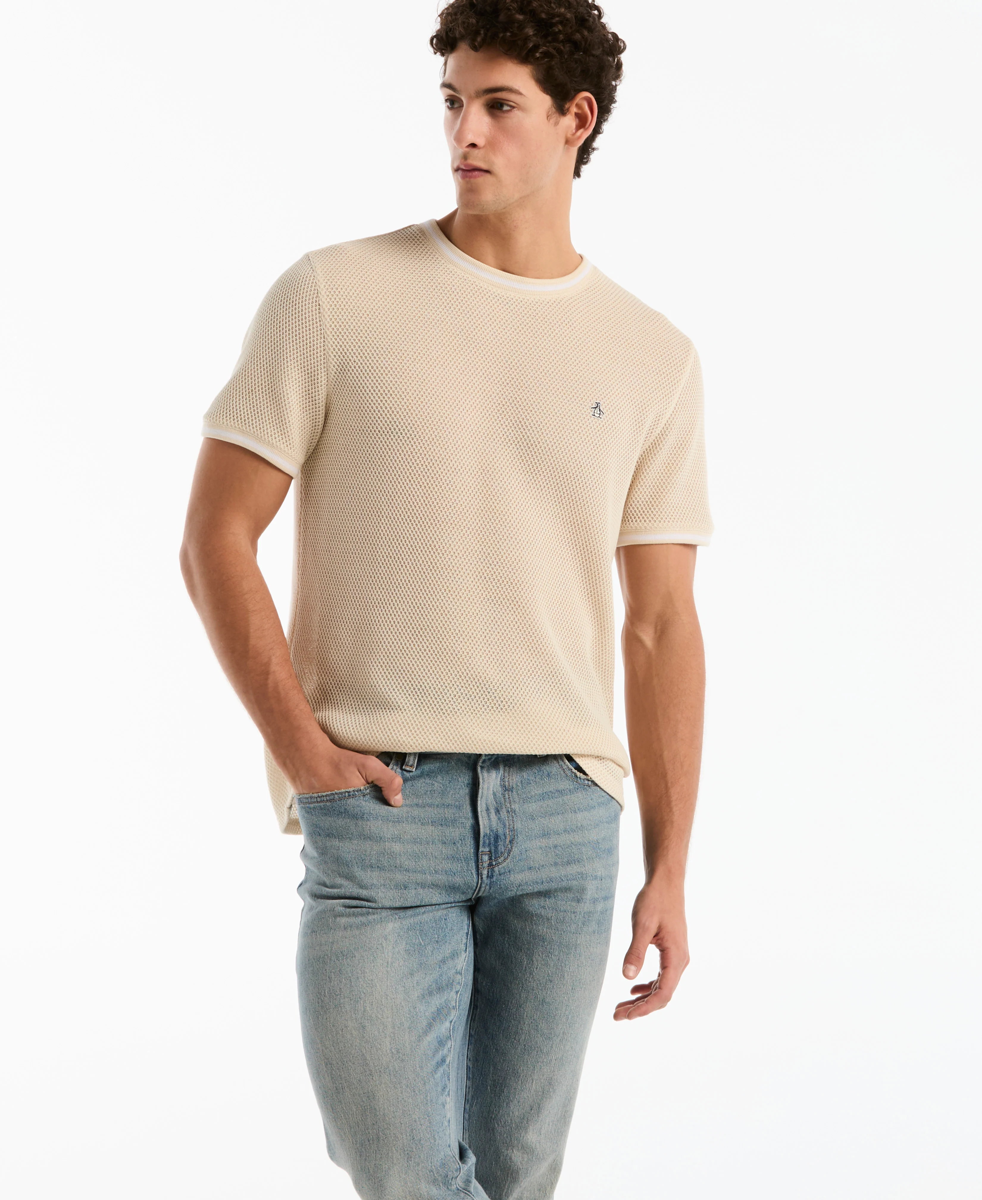 Jacquard Honeycomb Texture Tee - Image 9
