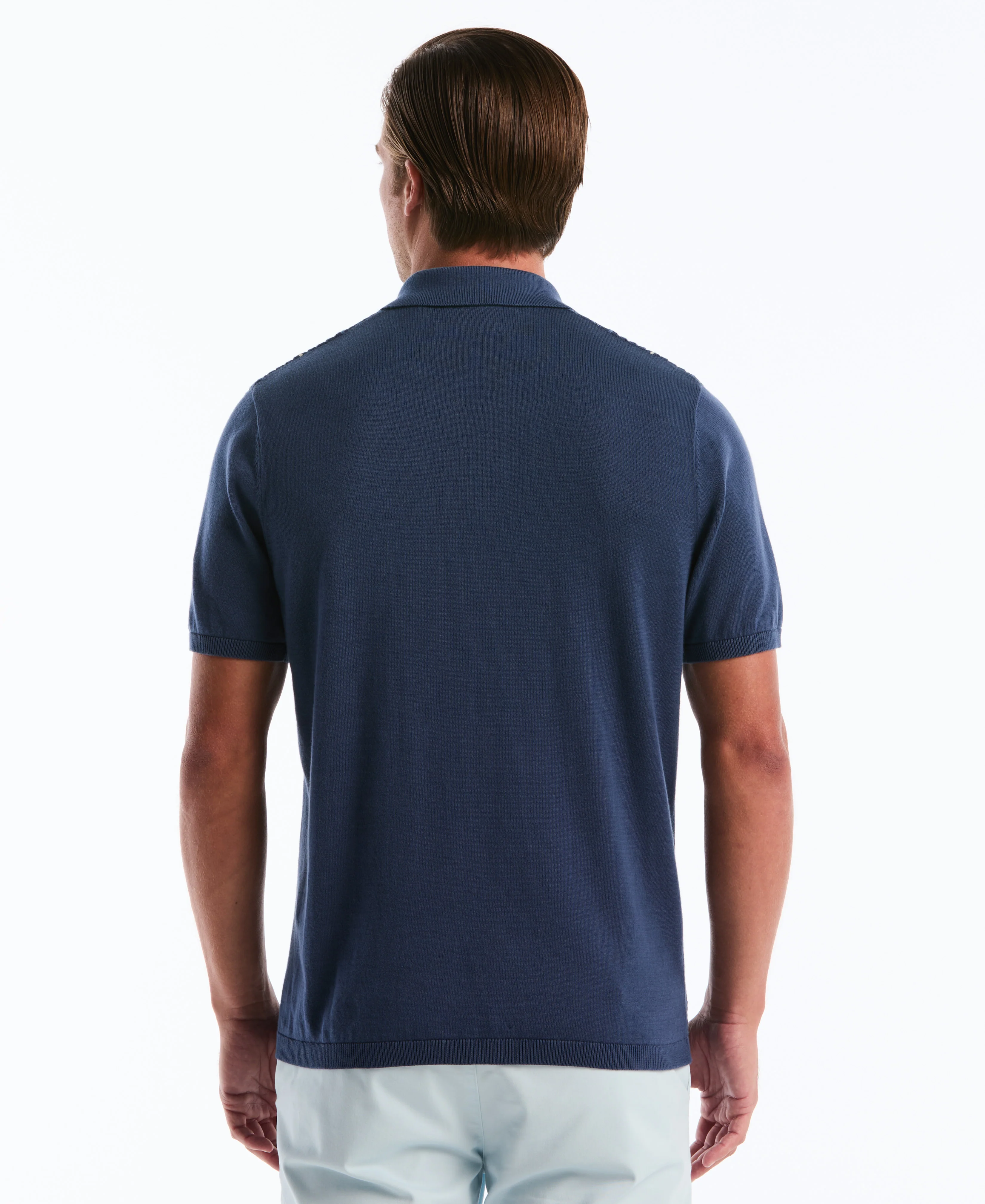Vertical Striped Button-Up Sweater Polo - Image 2