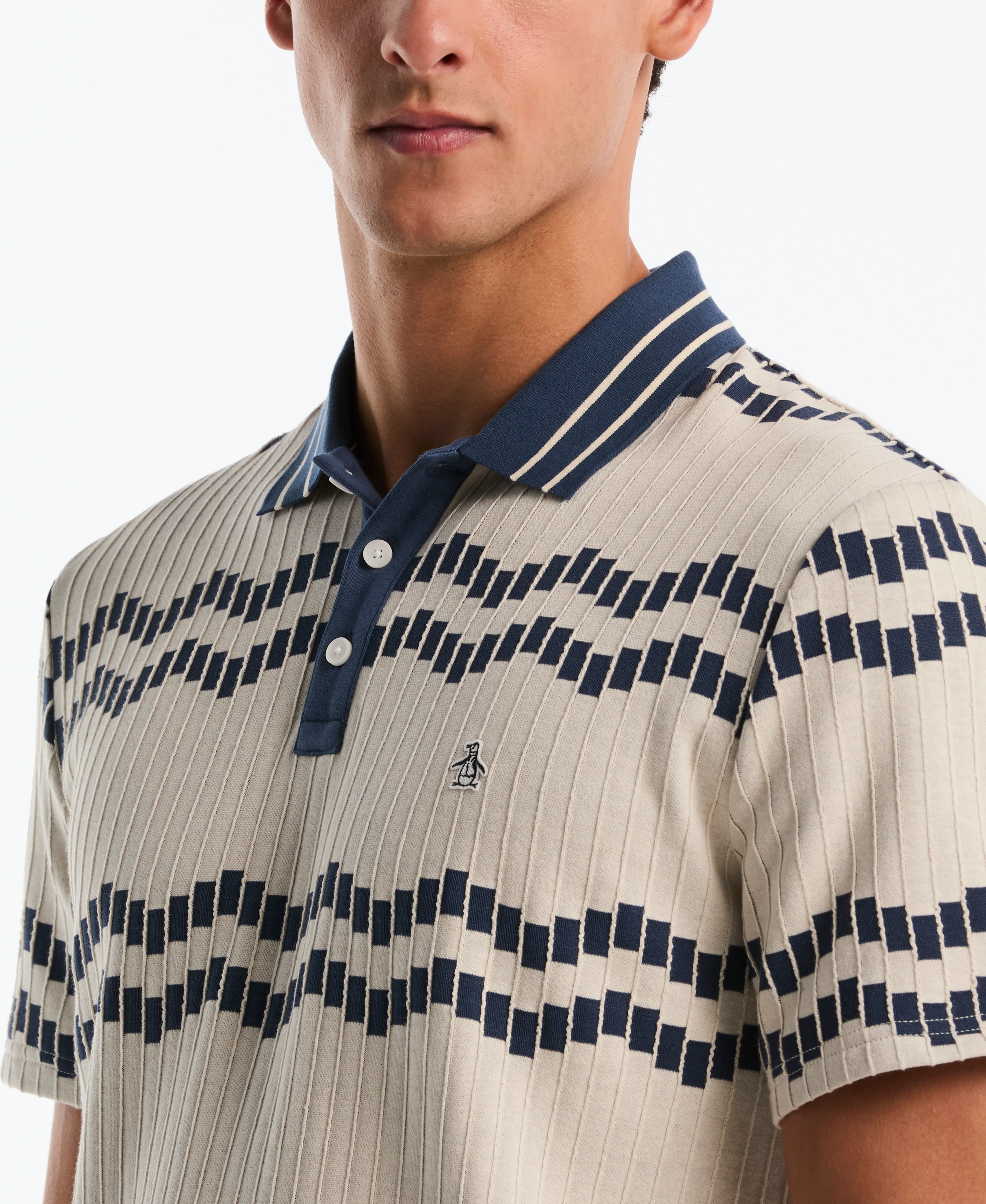 Jacquard Wavy Tiles Polo - Image 3