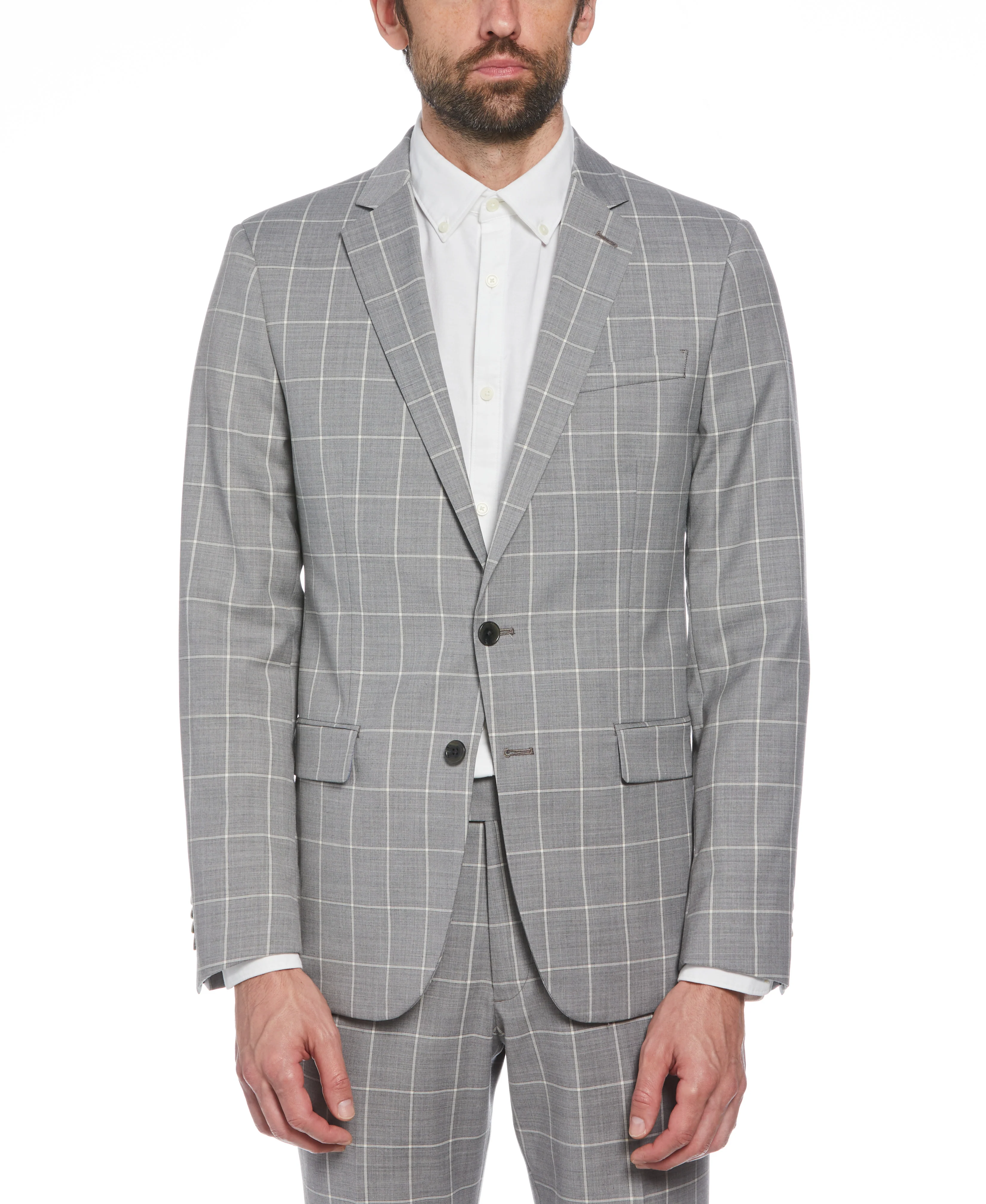 Windowpane Plaid Wool Blend Two Piece Suit - Image 3