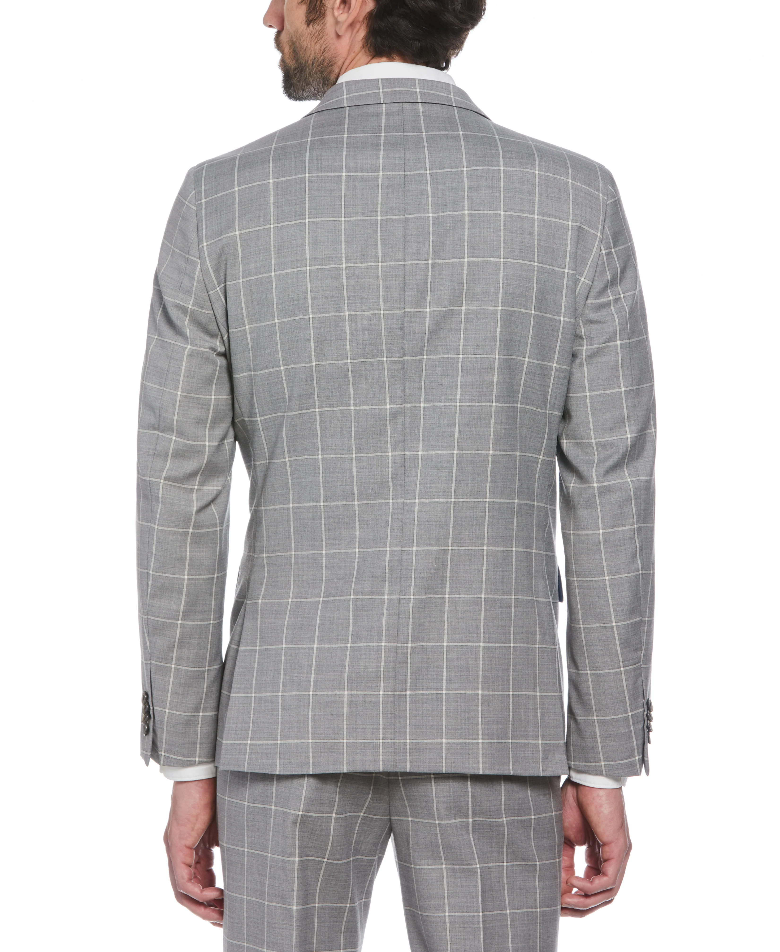 Windowpane Plaid Wool Blend Two Piece Suit - Image 4