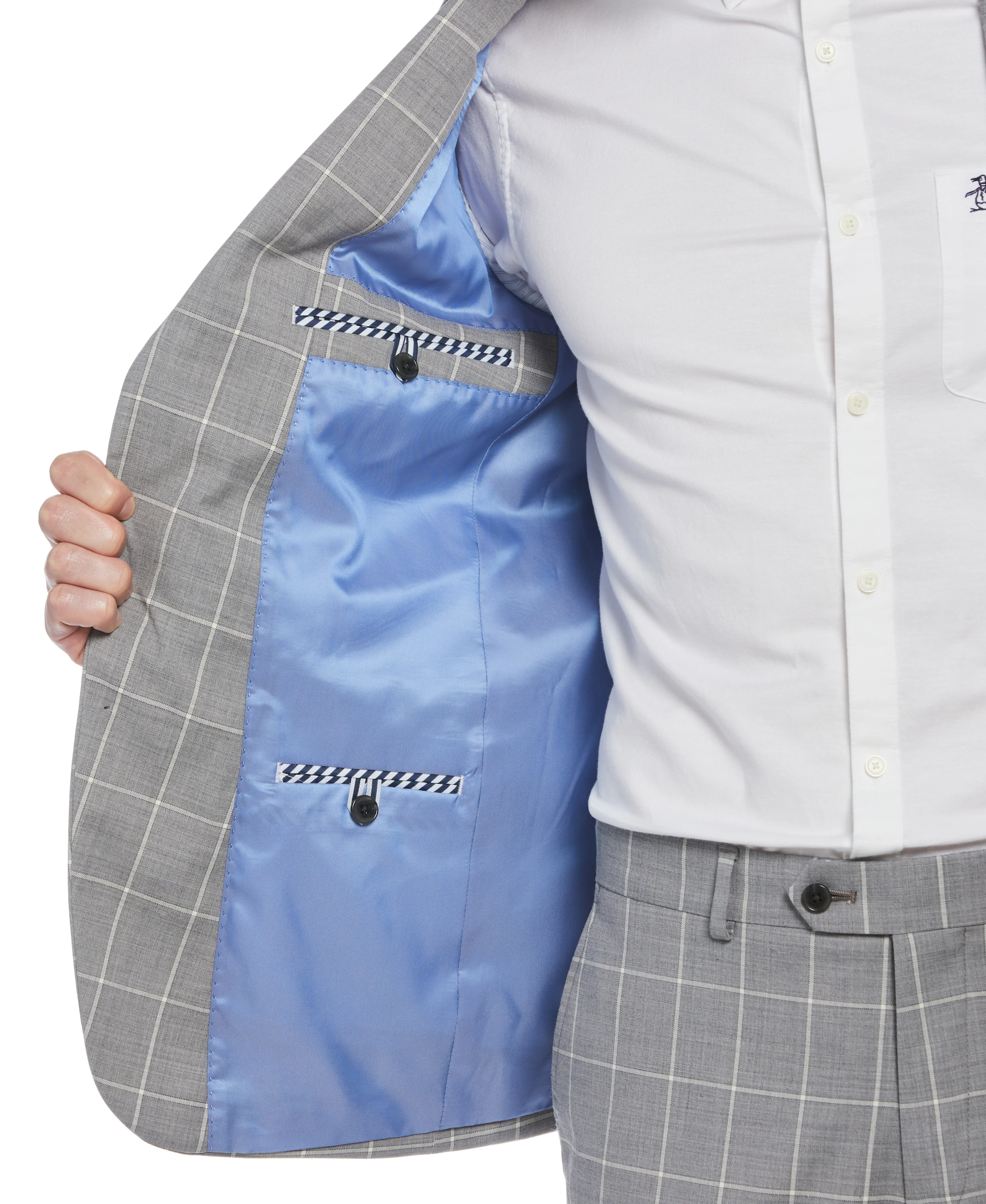 Windowpane Plaid Wool Blend Two Piece Suit - Image 5