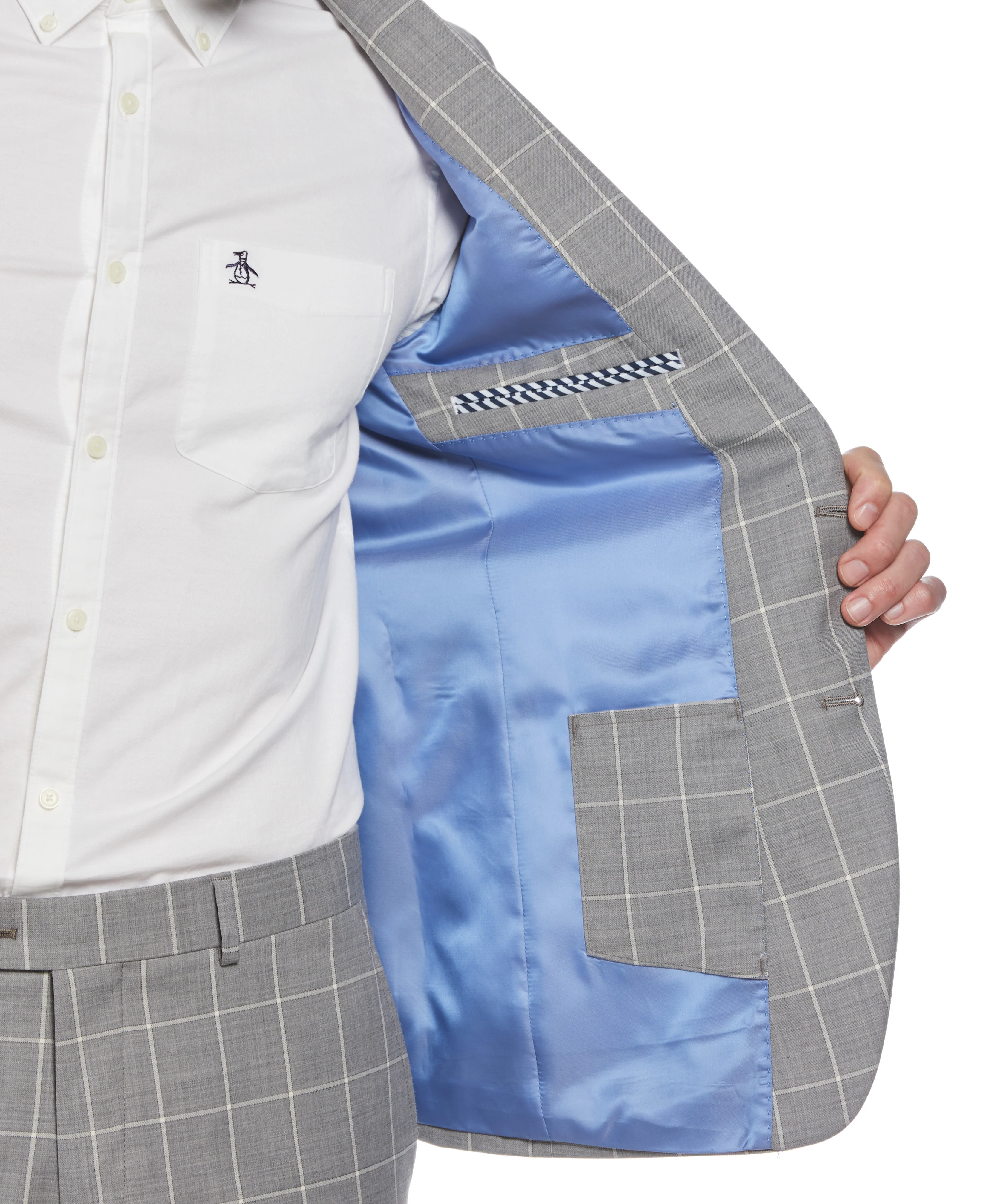 Windowpane Plaid Wool Blend Two Piece Suit - Image 6