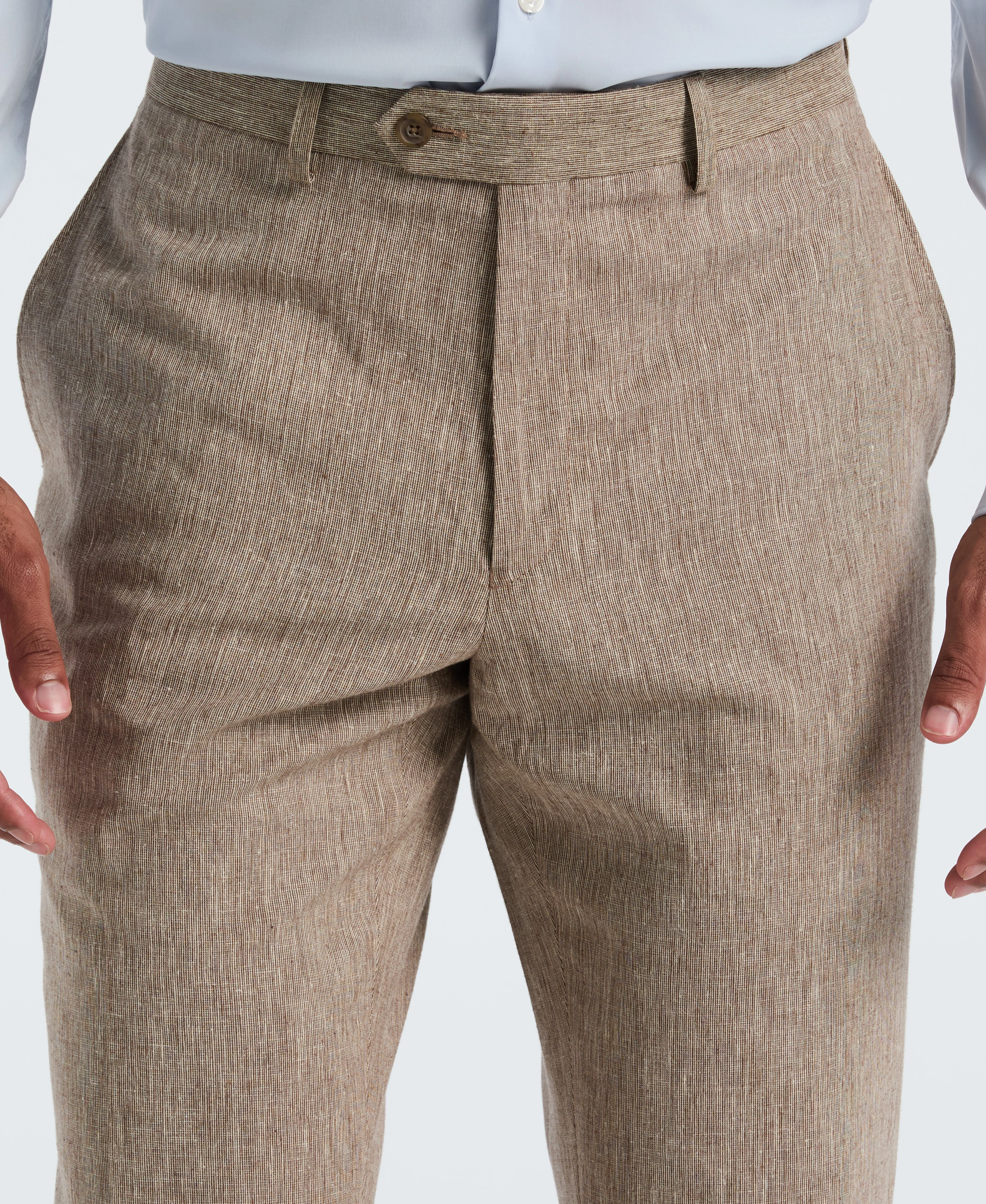 Linen Blend Tan Suit Separate Pant - Image 3