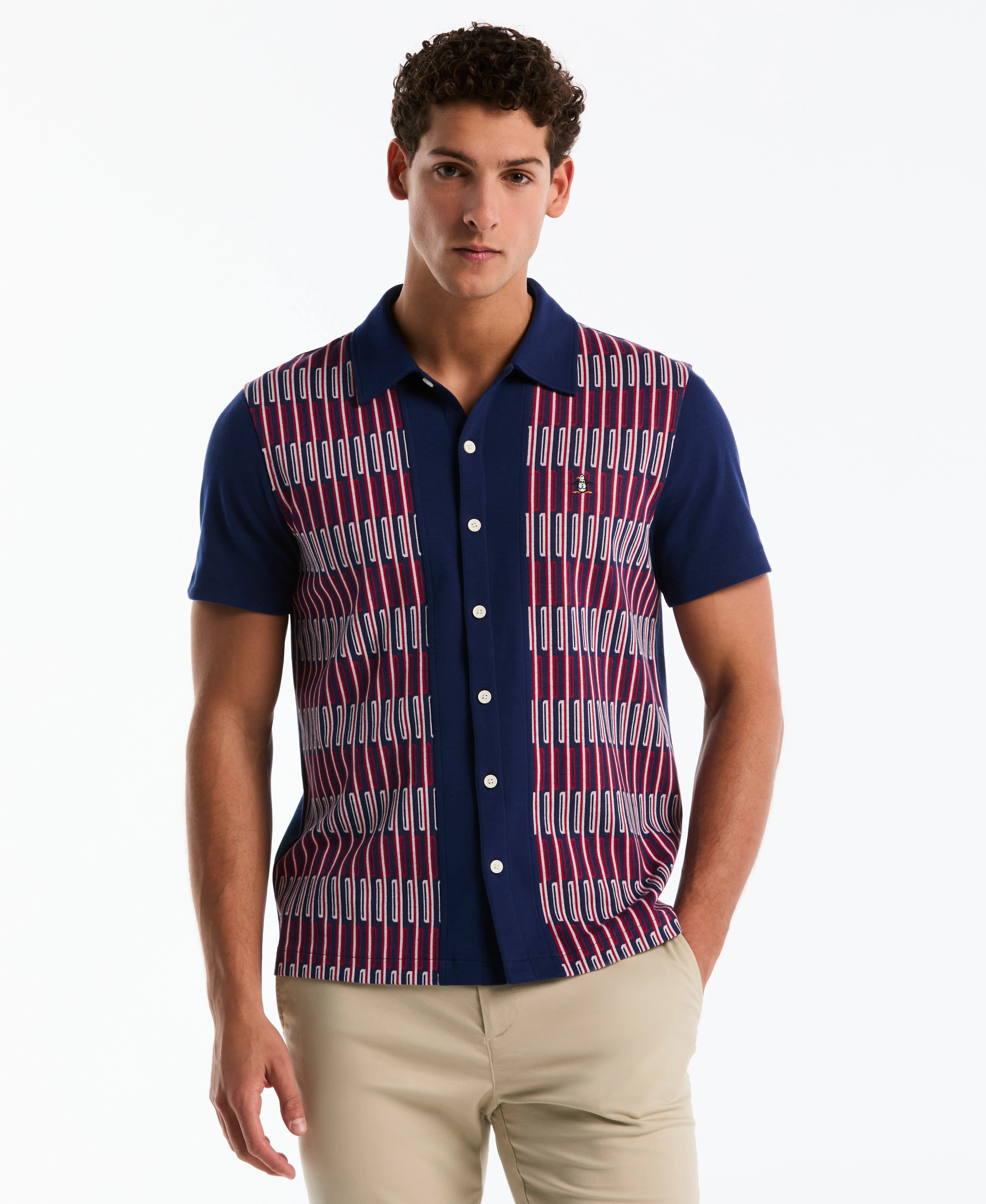 Interlock Patterned Button-Up Shirt