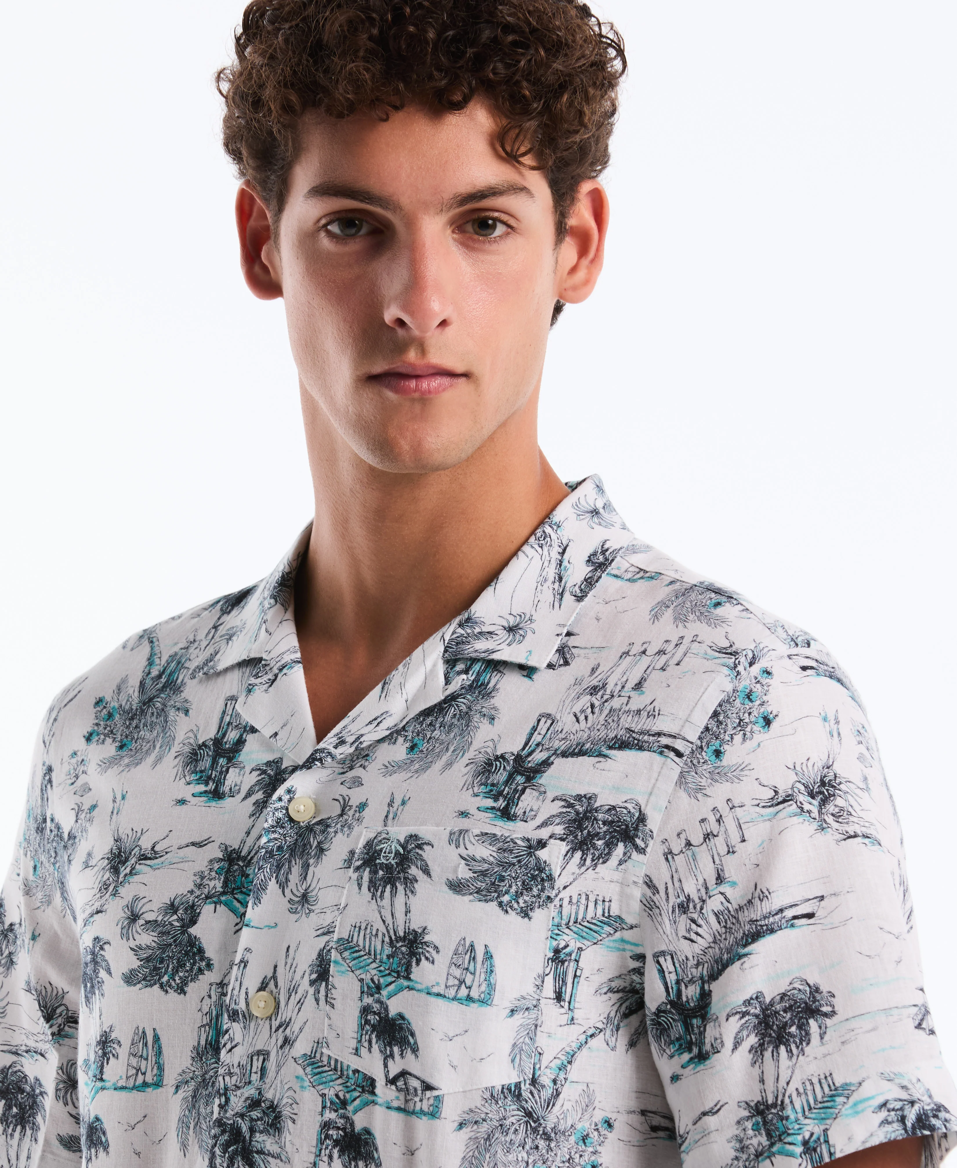 Linen Blend Beach Camp Shirt - Image 3