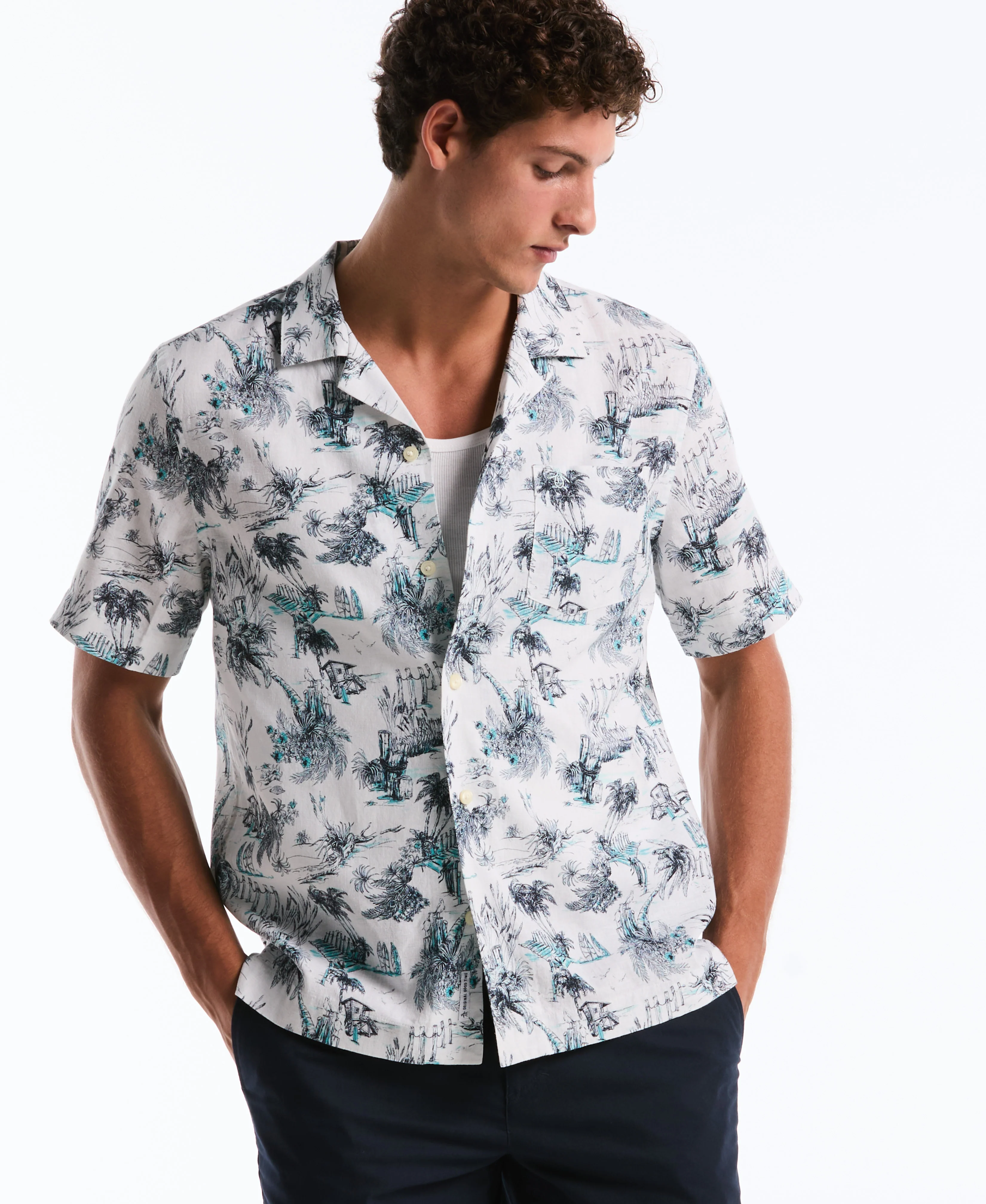 Linen Blend Beach Camp Shirt - Image 4