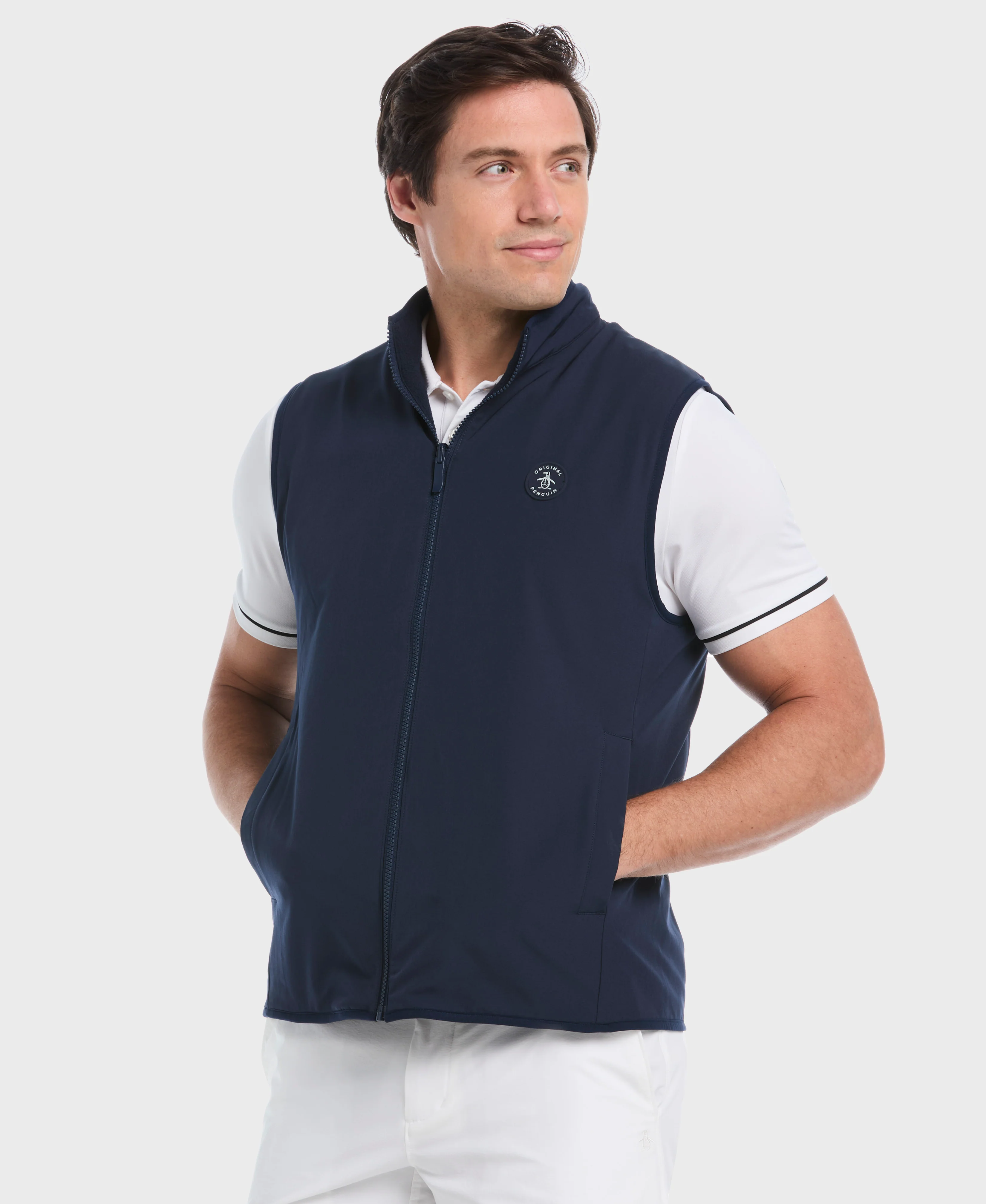 Mixed Media Reversible Fleece Golf Vest
