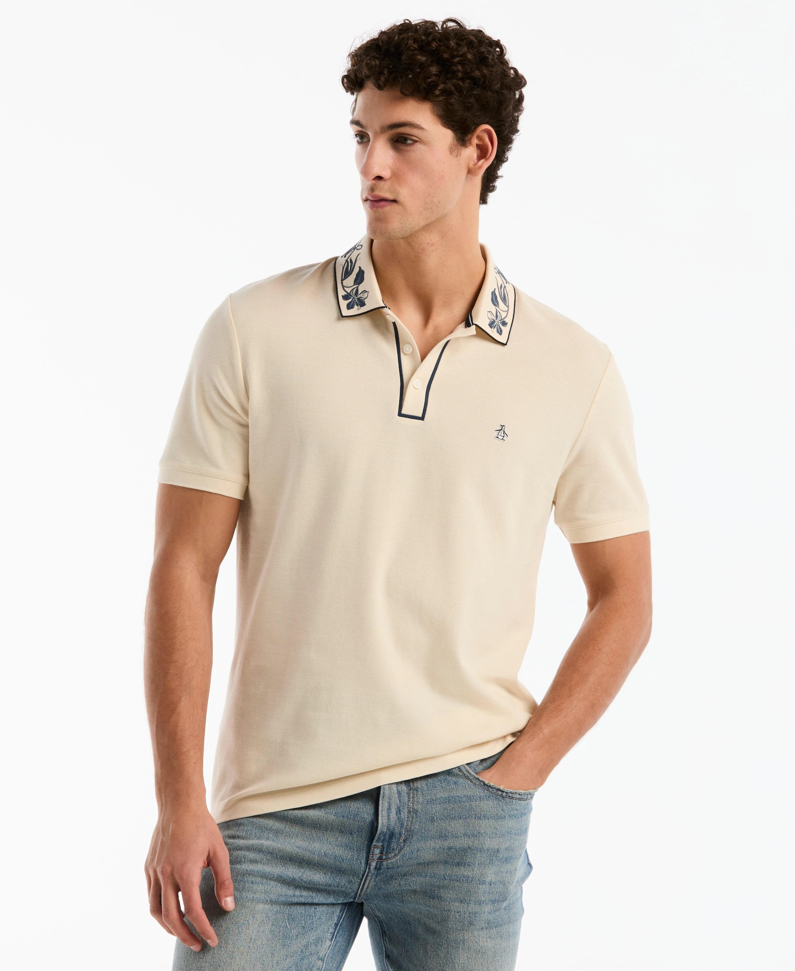 Organic Cotton Floral Collar Polo