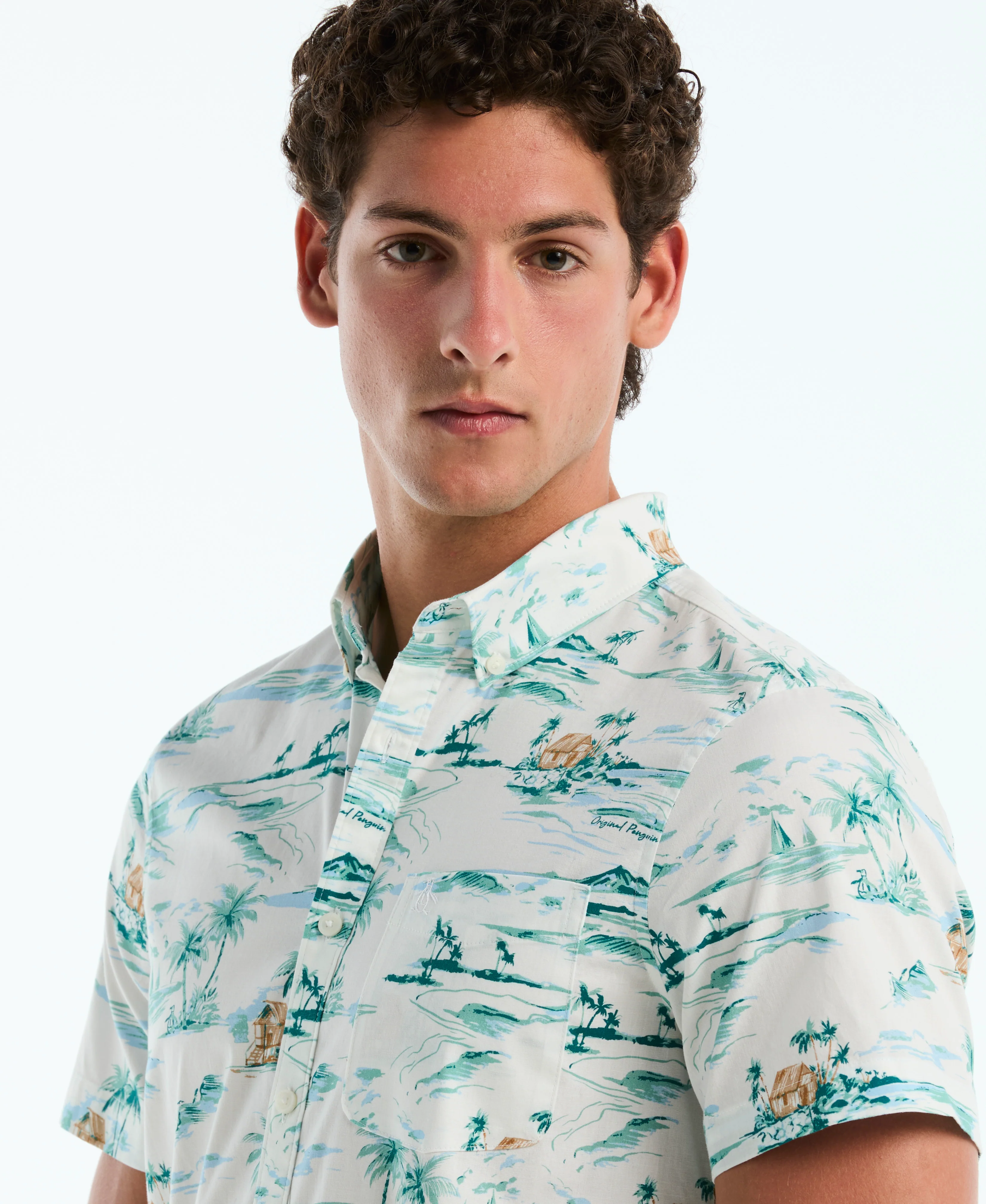 Poplin All-Over Beach Scene Pocket Shirt - Image 3