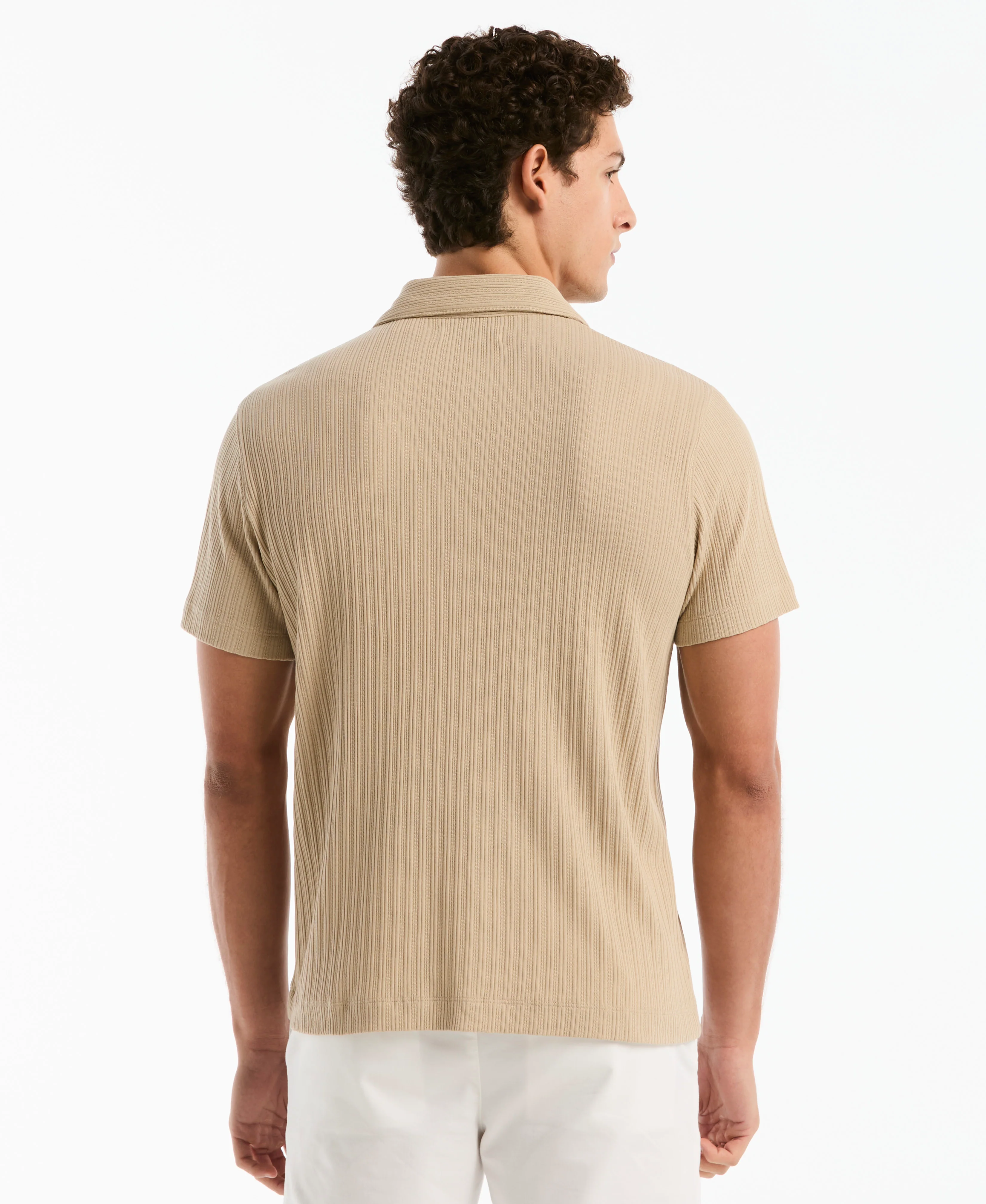 Raised Rib Knit Button-Up Shirt - Image 2