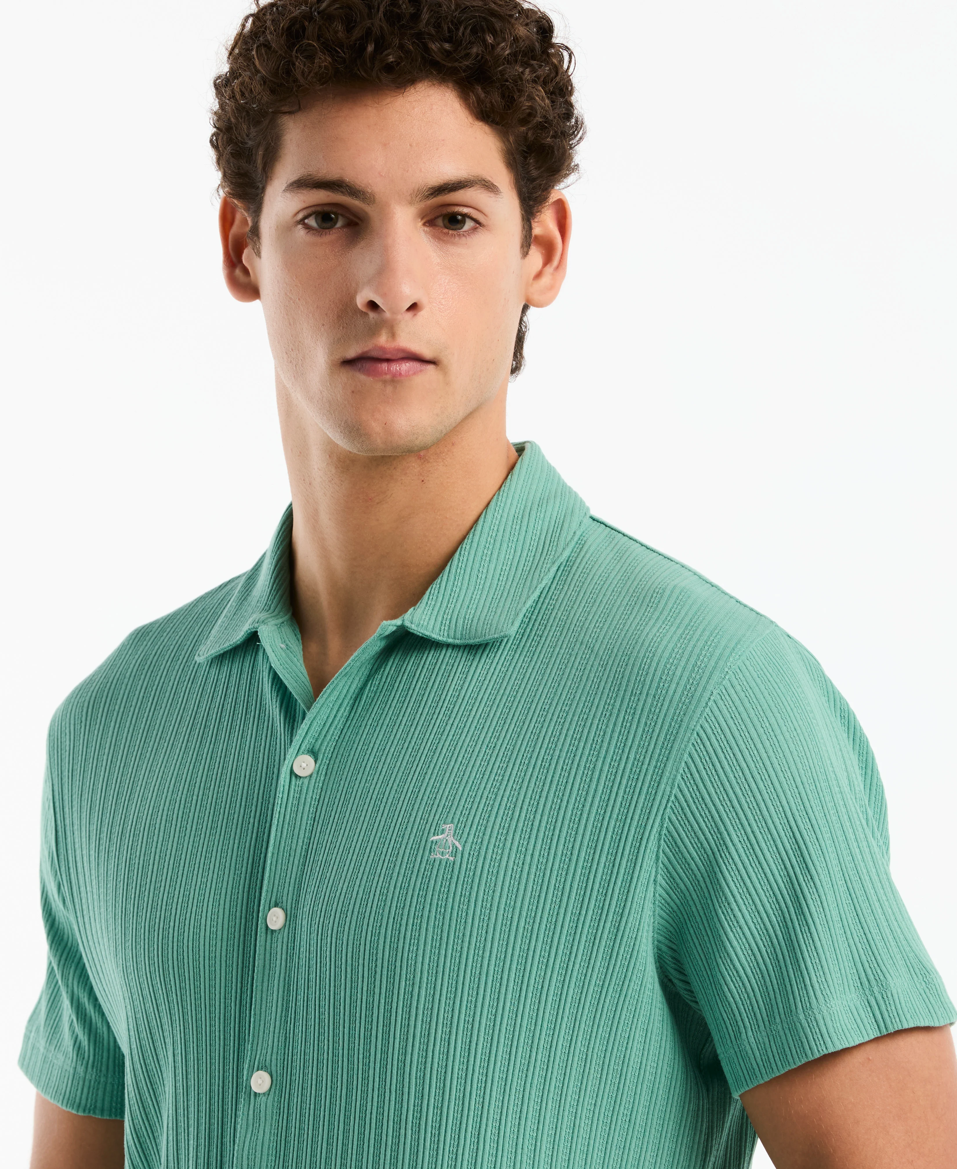 Raised Rib Knit Button-Up Shirt - Image 7
