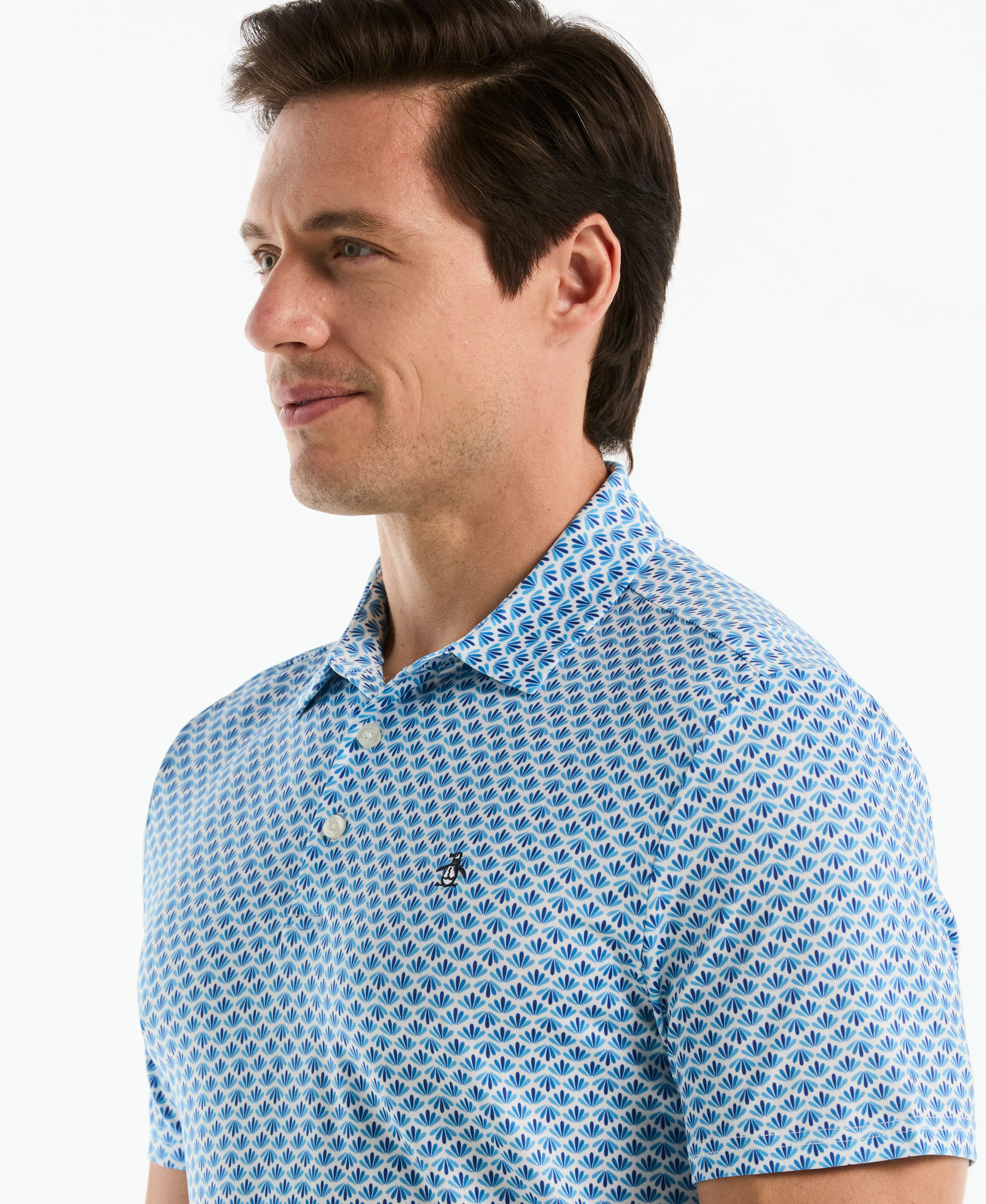 Retro Geometric Print Golf Polo - Image 3