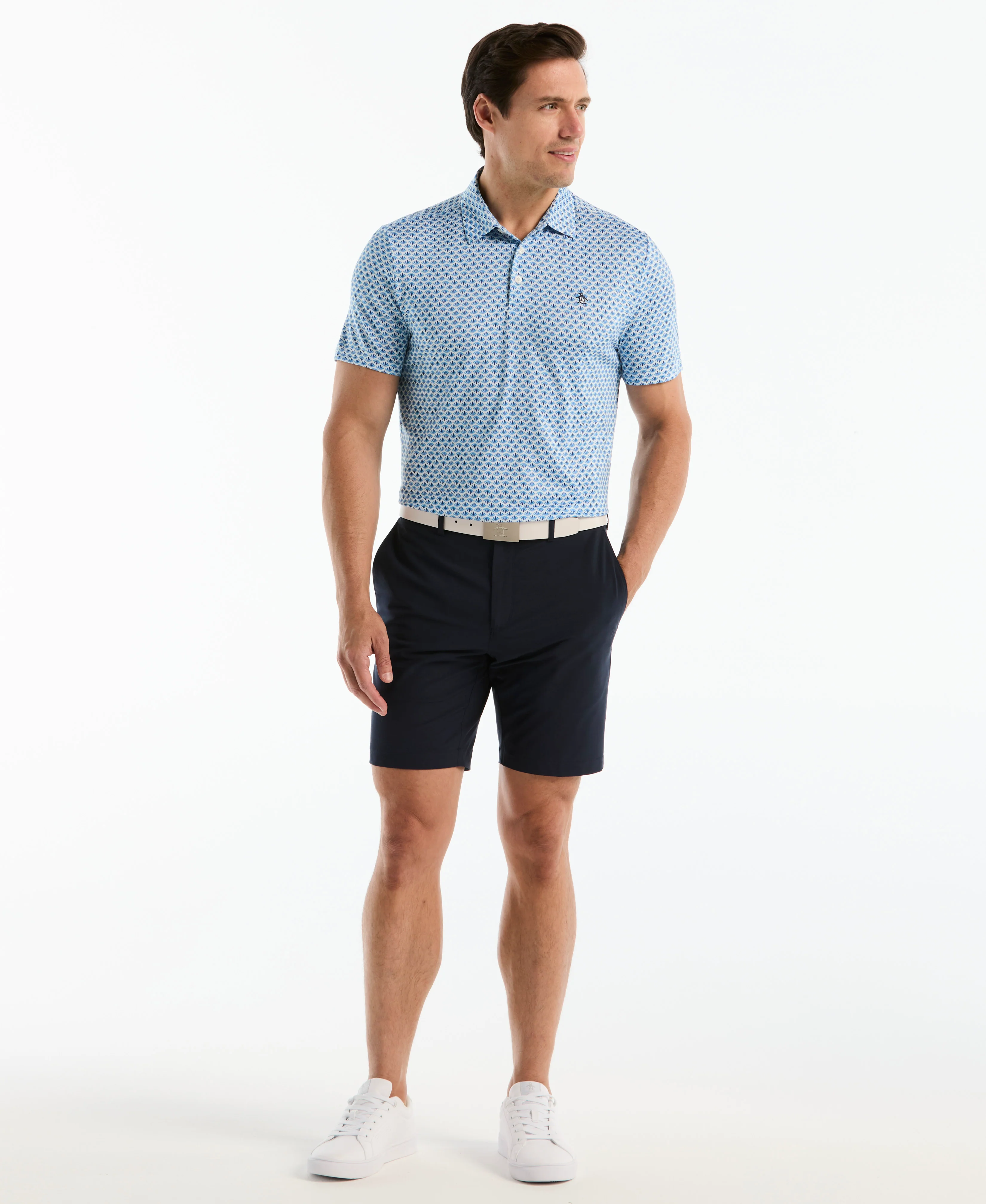 Retro Geometric Print Golf Polo - Image 4