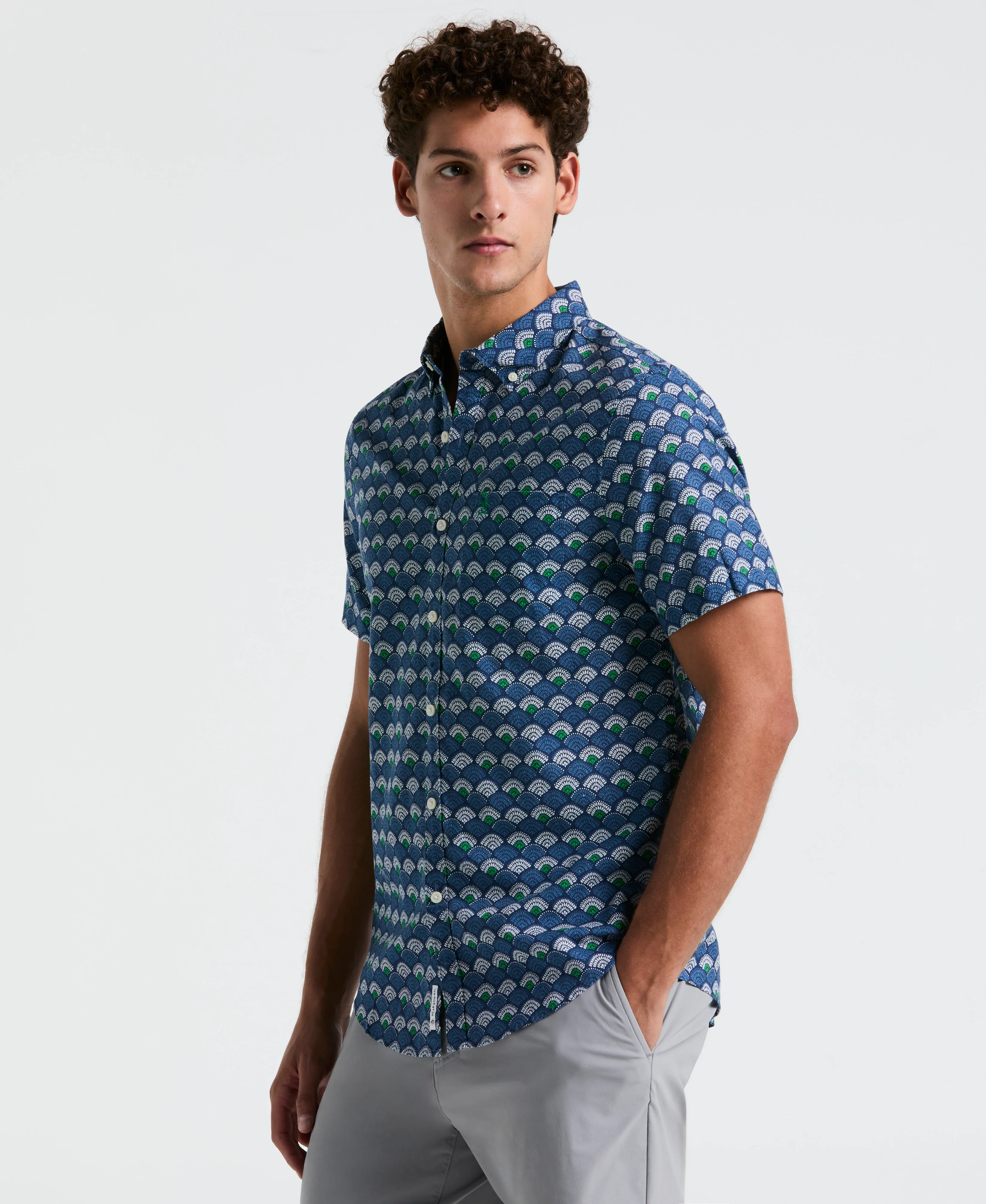 Linen Blend Multiscallop Shirt