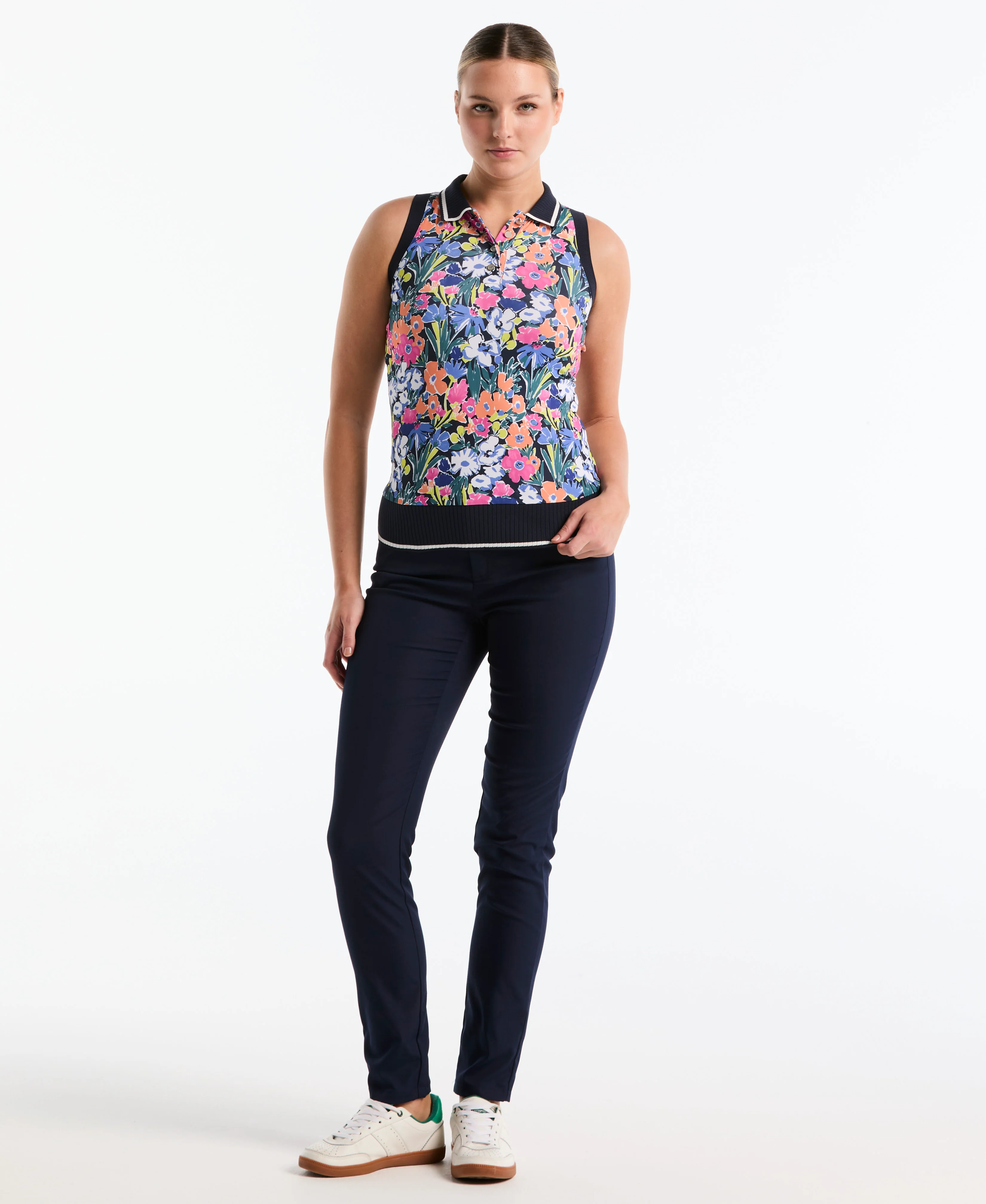 Women's Sketch Floral Sleeveless Golf Polo - Image 4