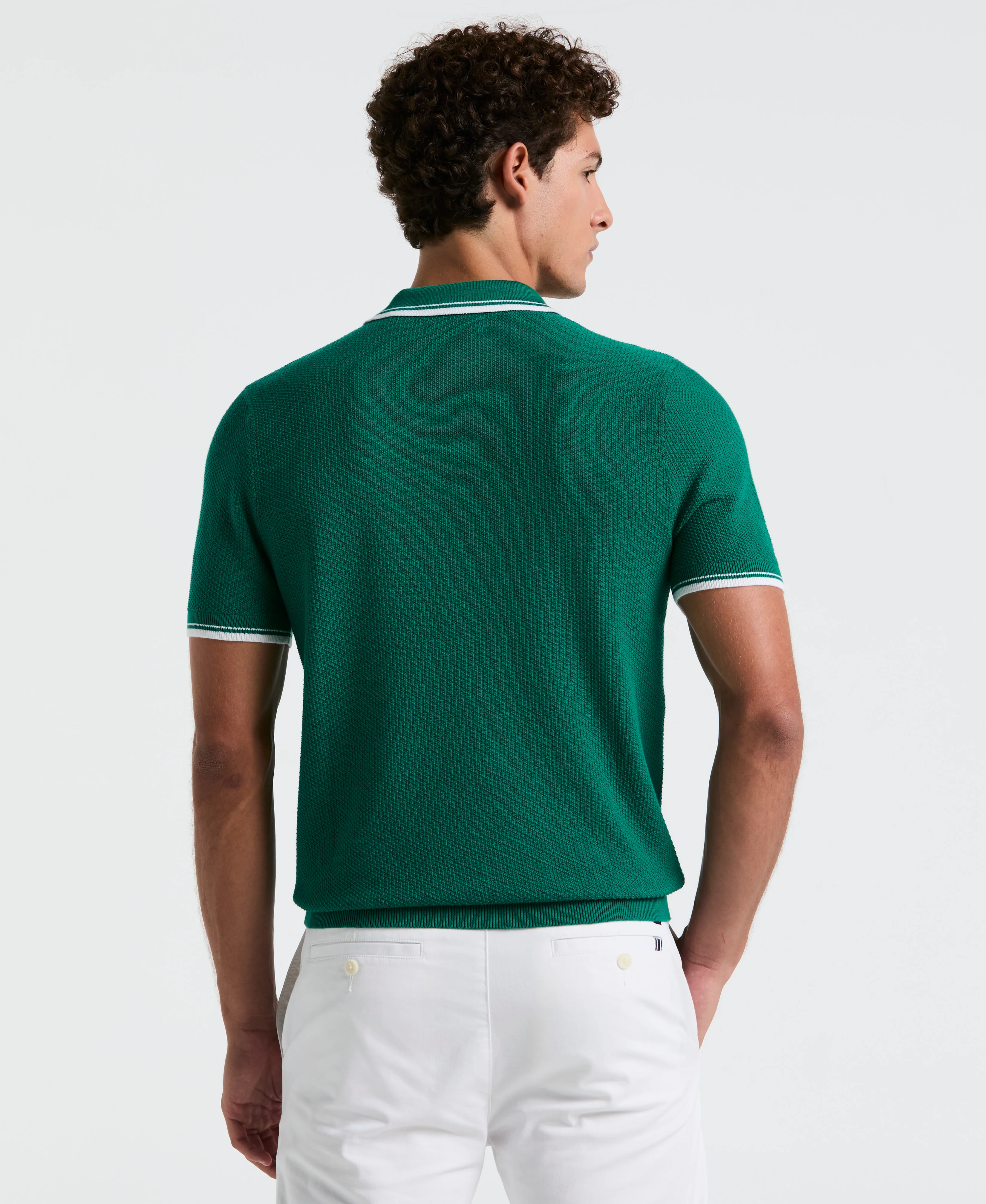 Textured Johnny Collar Sweater Polo - Image 13