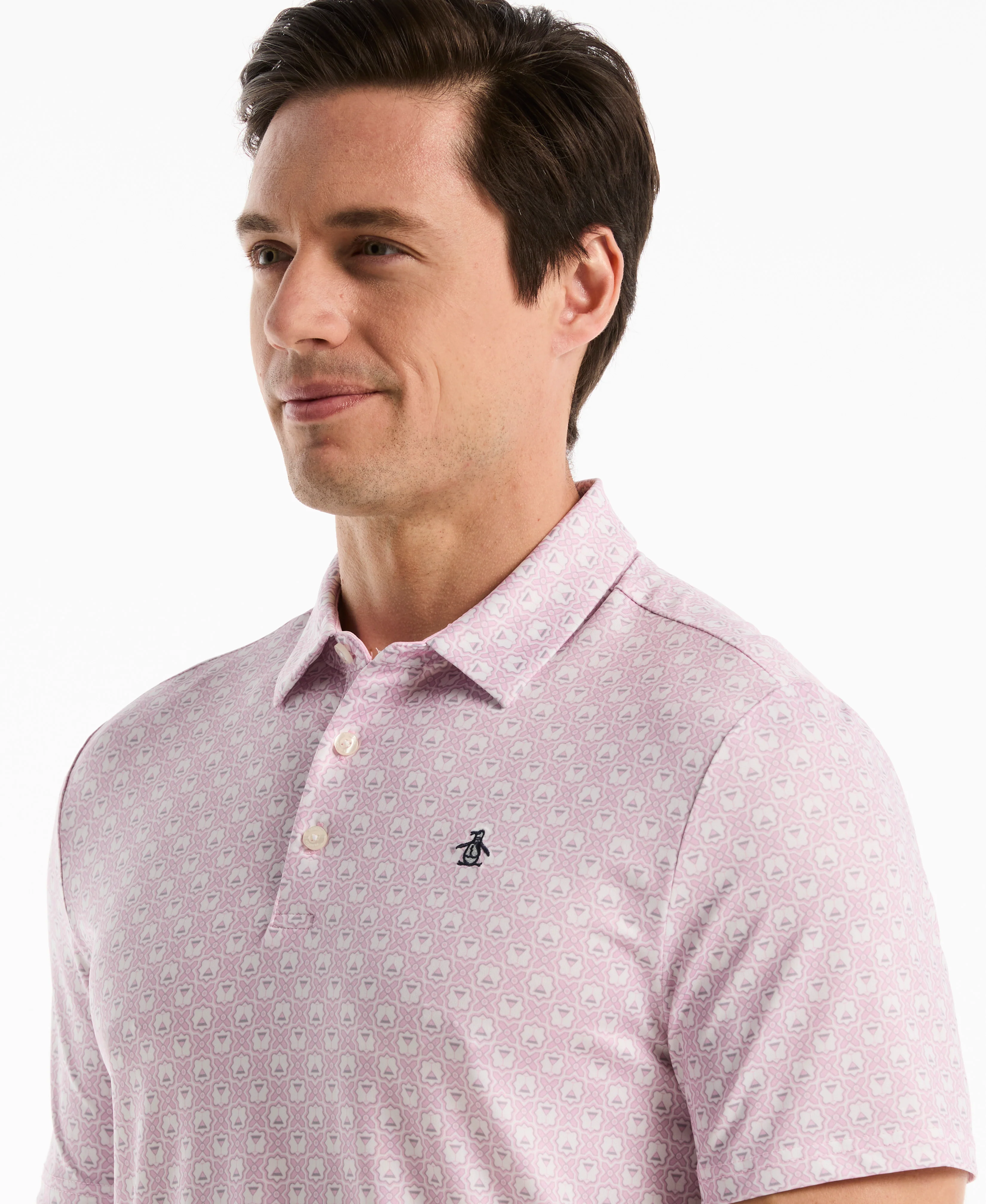Tiny Geometric Print Golf Polo - Image 3