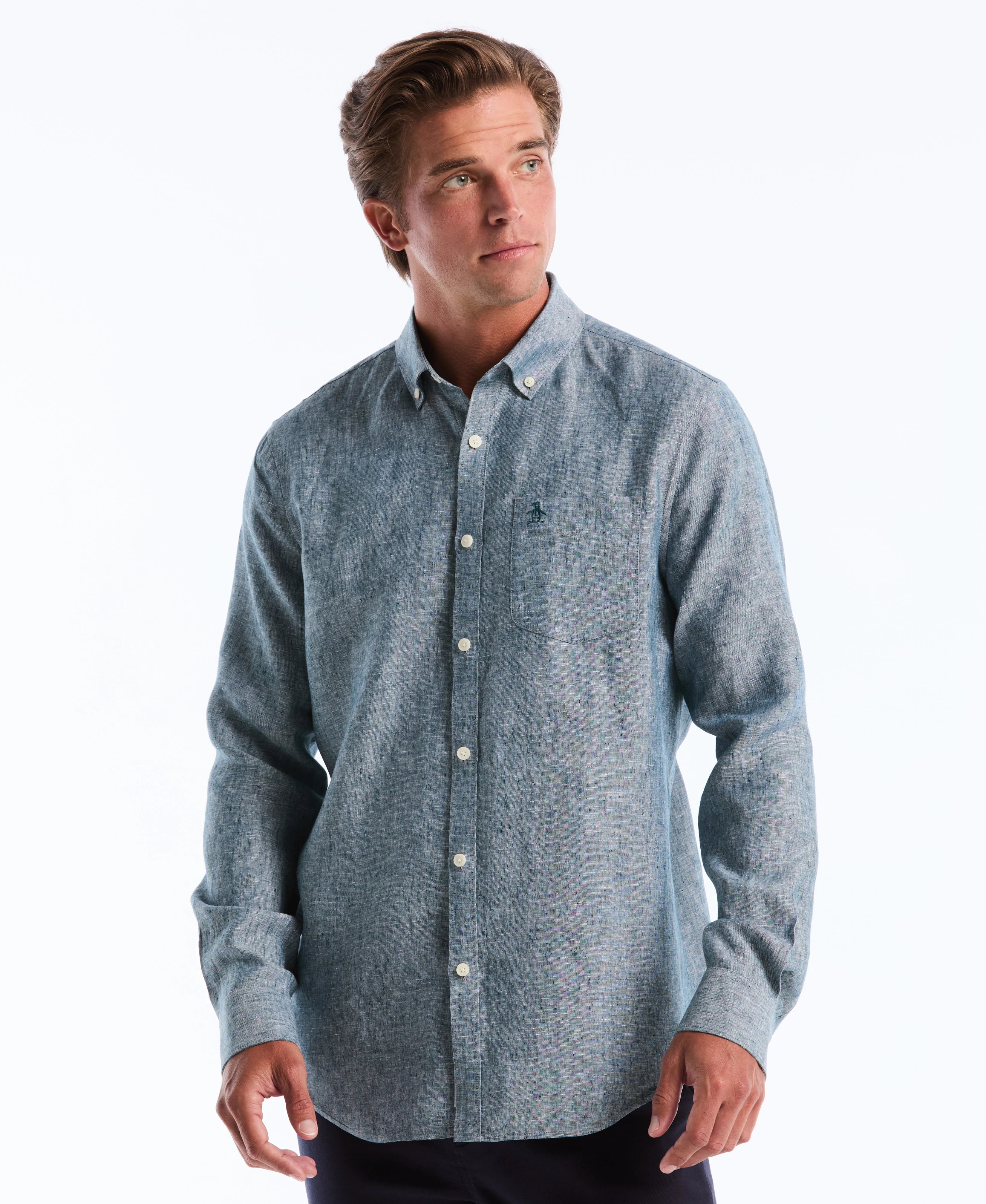 Washed Linen Long Sleeve Shirt - Image 20