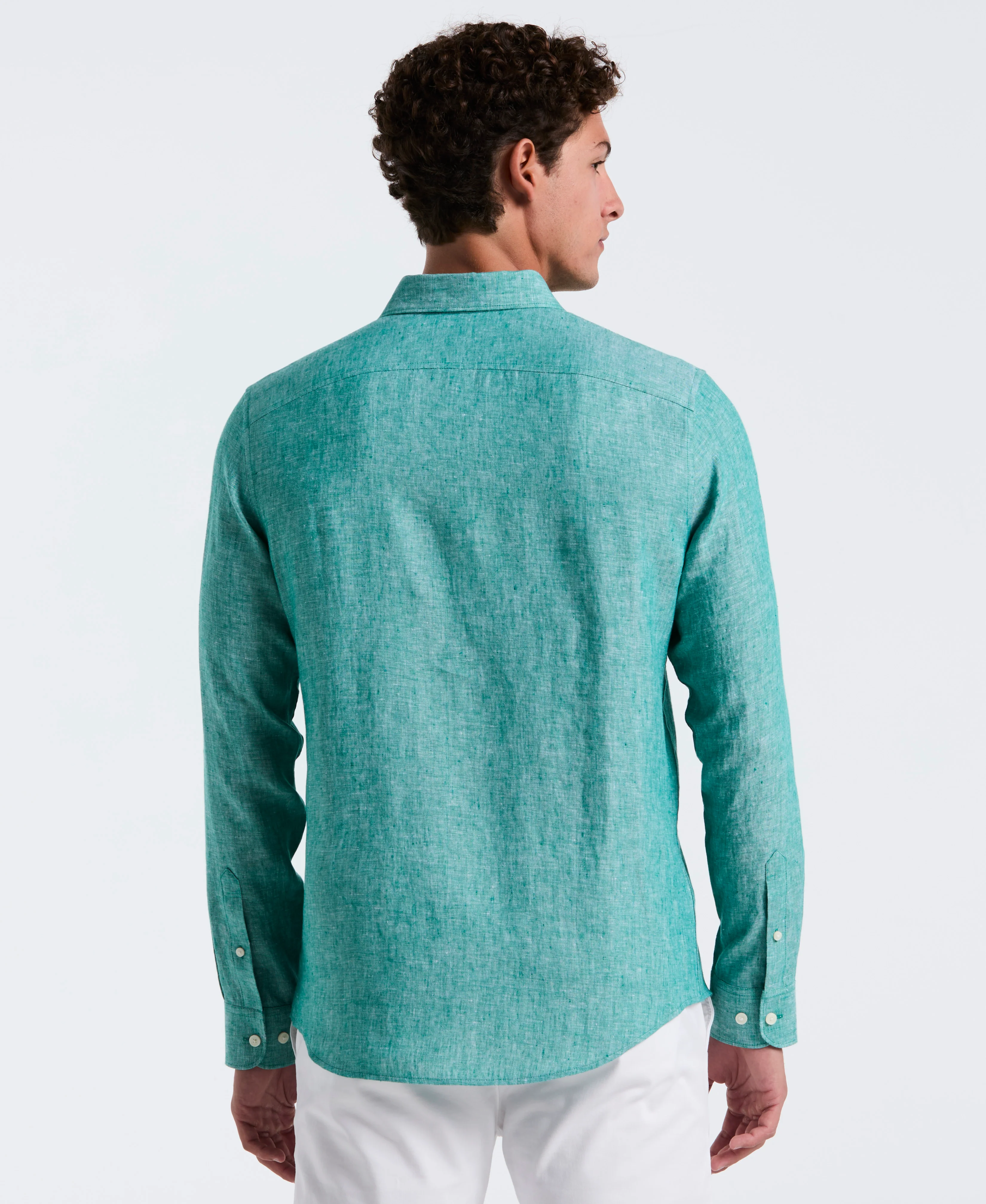 Washed Linen Long Sleeve Shirt - Image 25