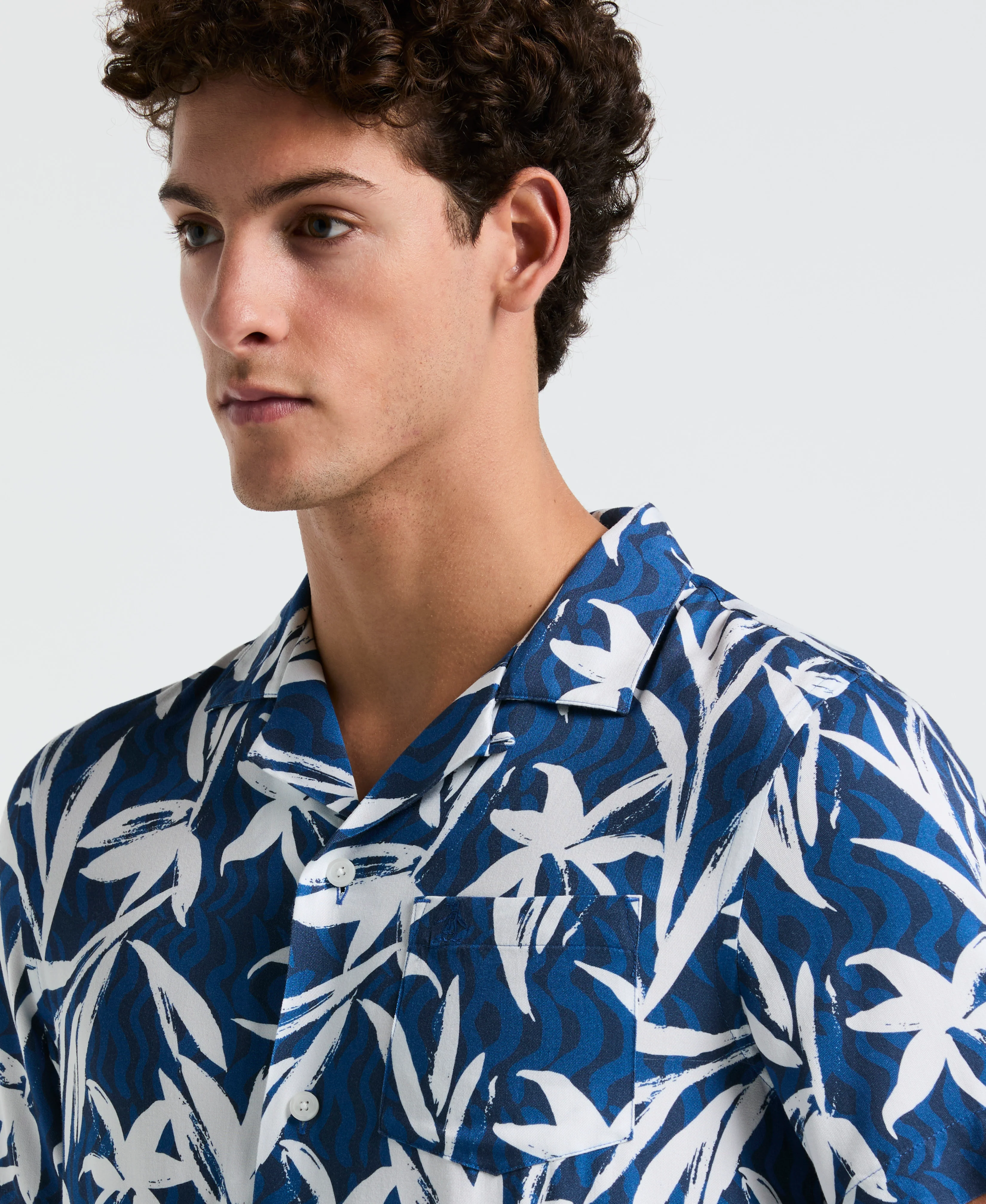 Wave Floral Print Camp Shirt - Image 3
