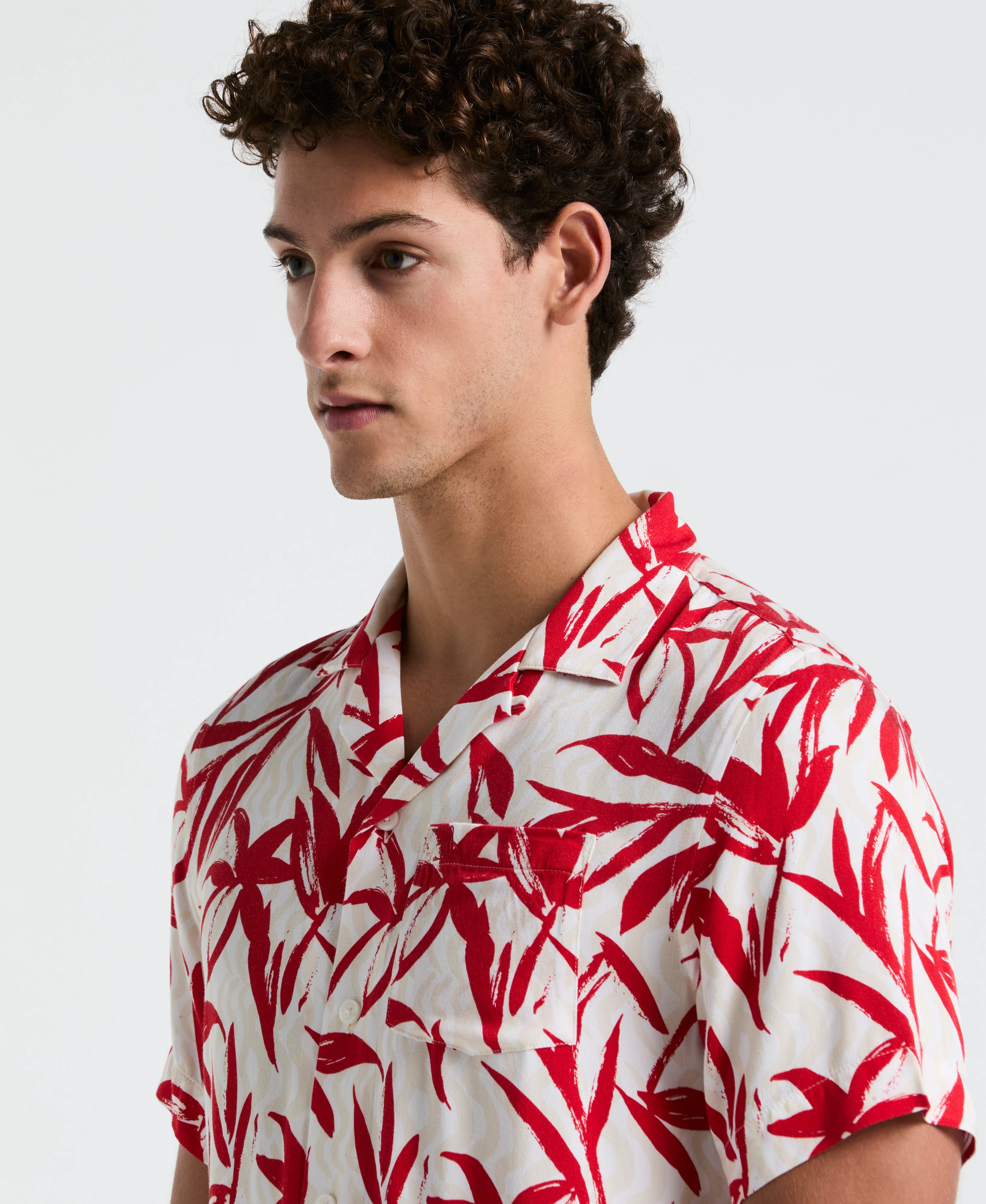 Wave Floral Print Camp Shirt - Image 5